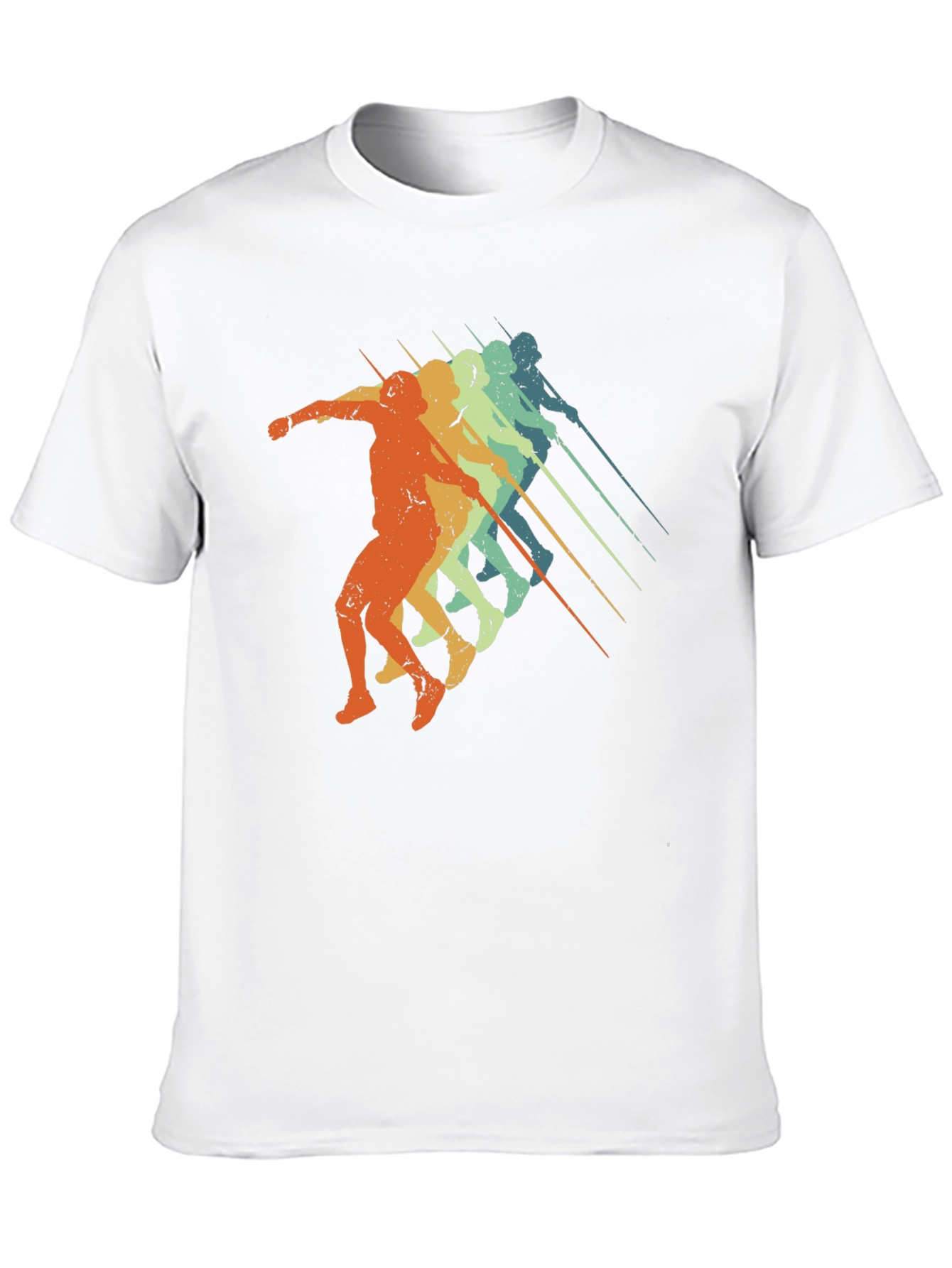 Black Retro Javelin Thrower Tee - Black Graphic T-Shirt view 10
