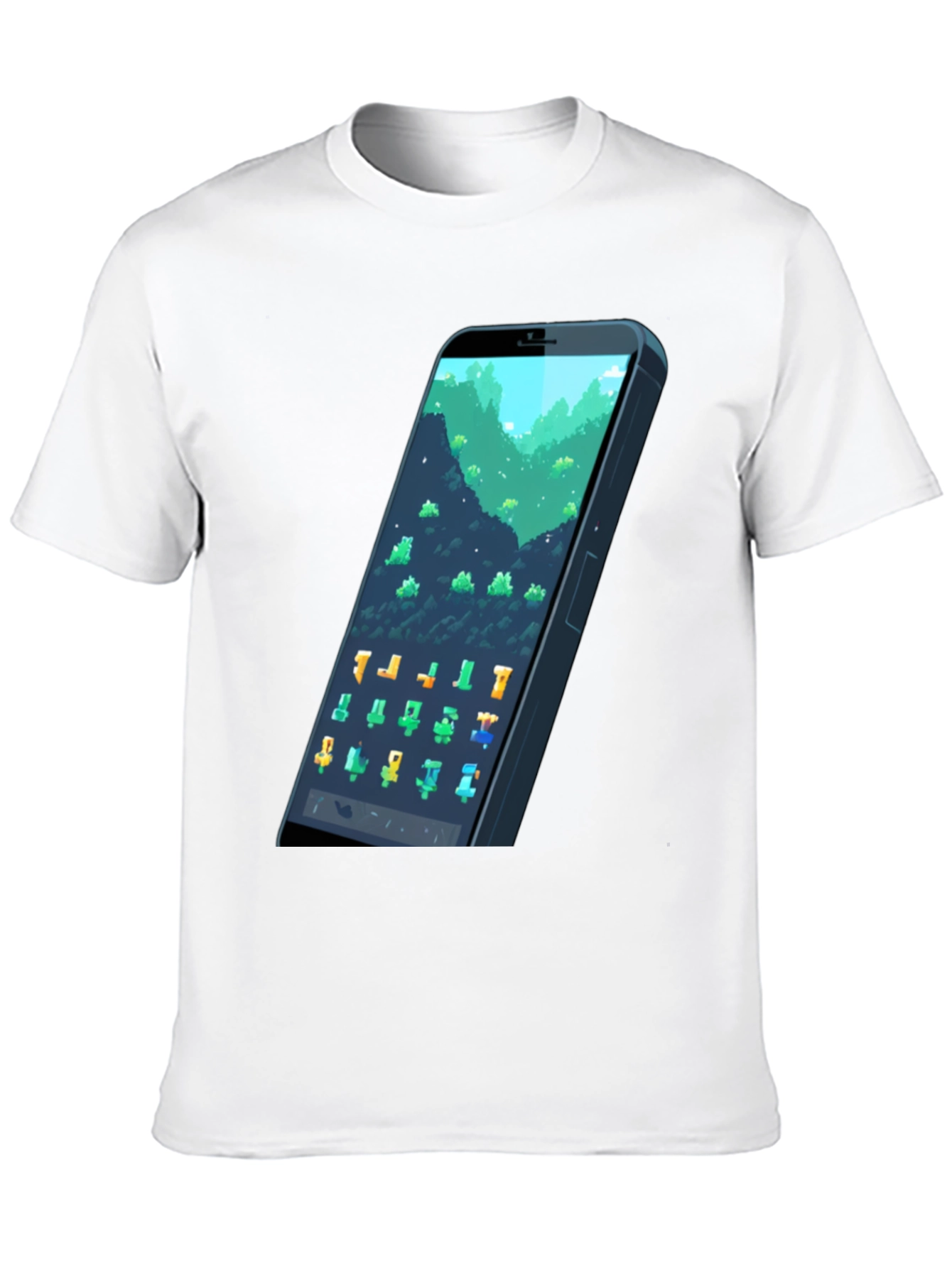 Black Pixel Phone T-Shirt - Gamer Style Tee view 10