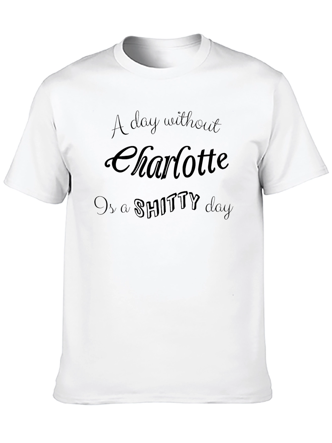 Black Funny 'A Day Without Charlotte' Graphic Tee view 10