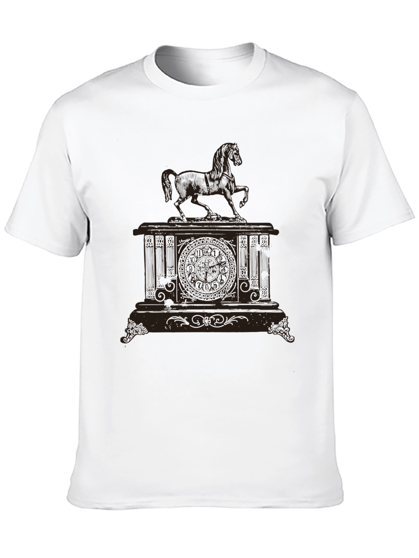 Black Men's Black Horse Clock Graphic Tee view 10