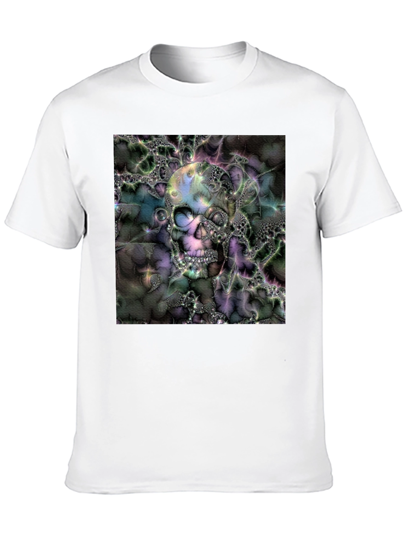 Black Skull Fractal Graphic Black T-Shirt view 10