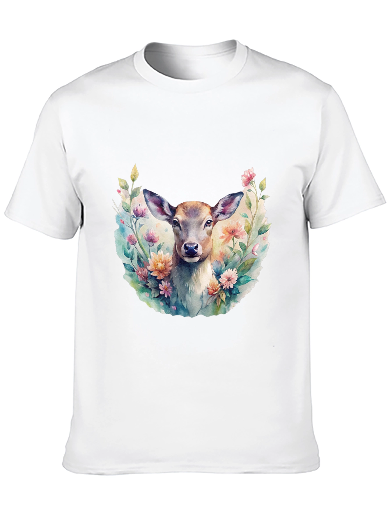Black Floral Deer Graphic Tee - Stylish Men's Black T-Shirt view 10