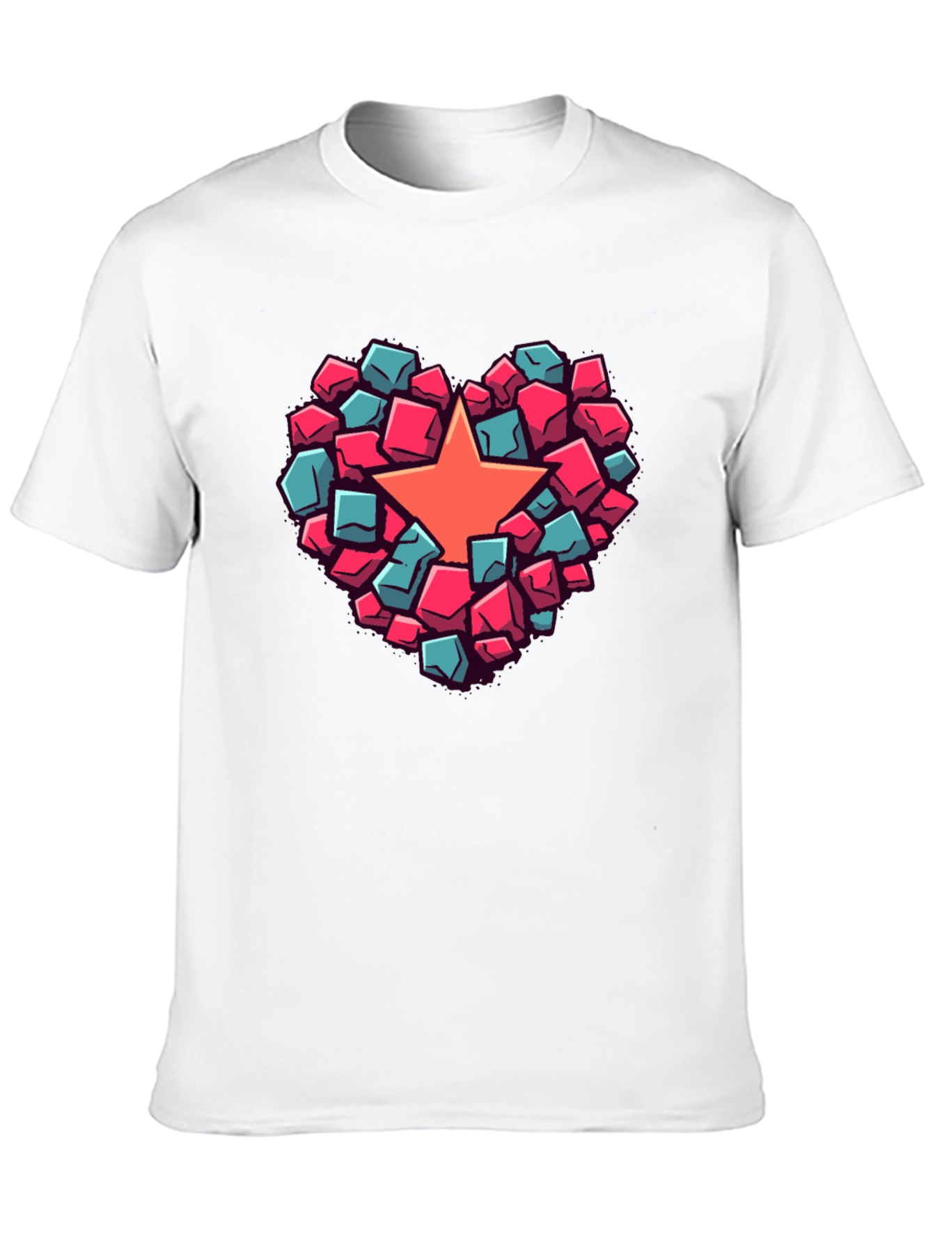 Black Heart Star Block Graphic T-Shirt view 10