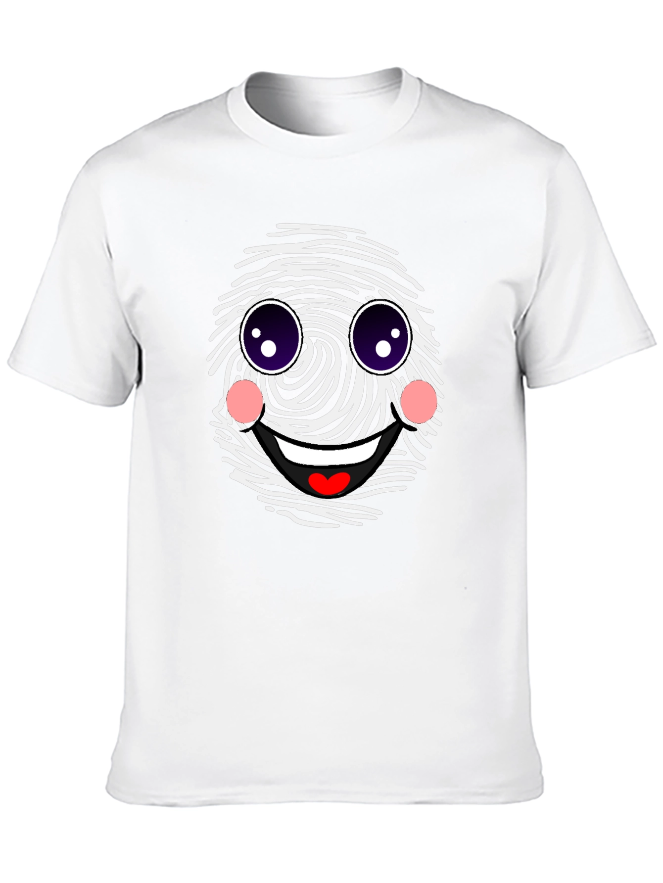 Black Funny Fingerprint Face Graphic Tee - Black Casual Shirt view 10