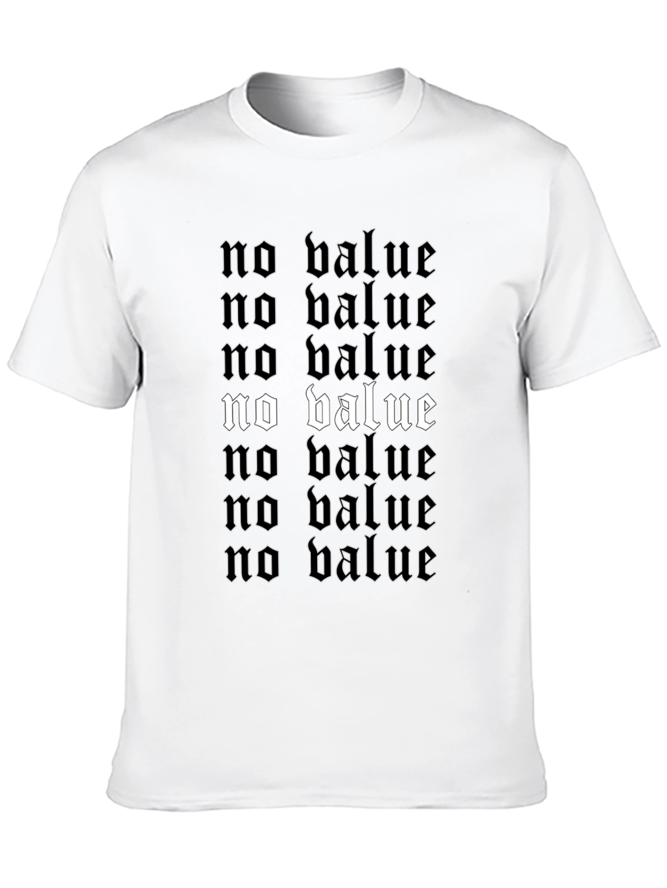 Black No Value Gothic Text Print Black T-Shirt view 10