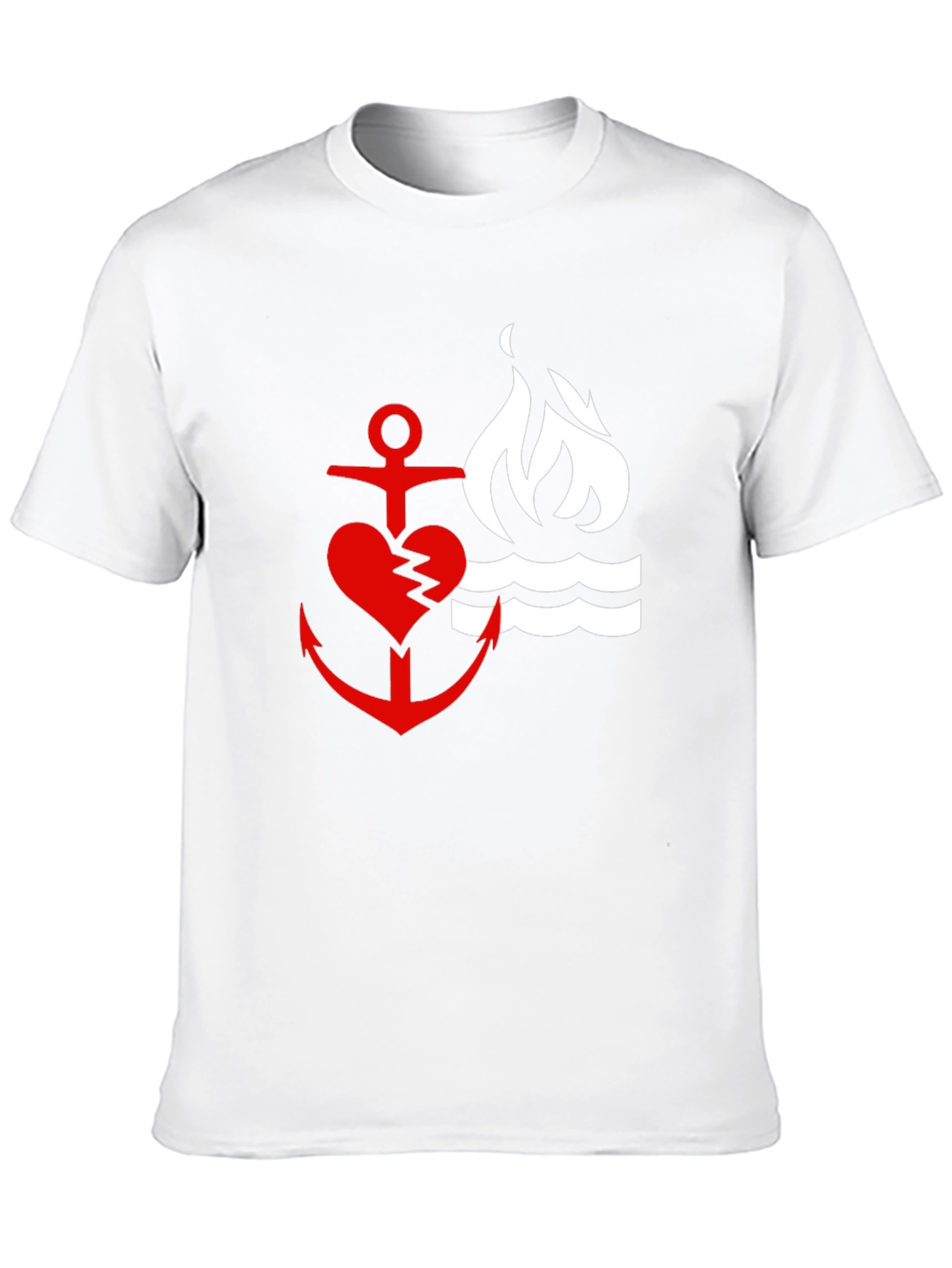 Black Red Heart Anchor & Flame Black T-Shirt view 10