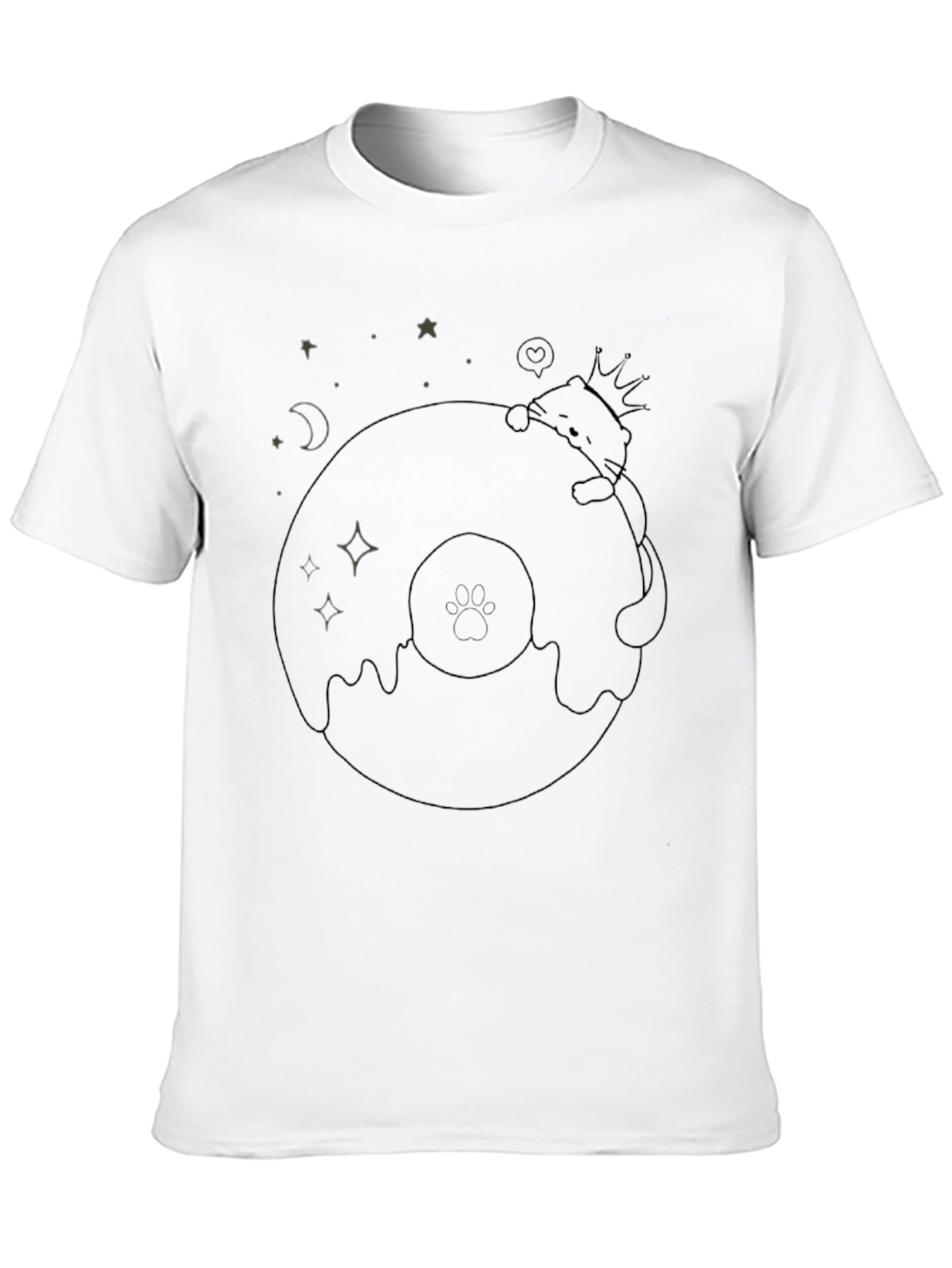 Black Donut Cat Tee - Black Graphic T-Shirt view 10