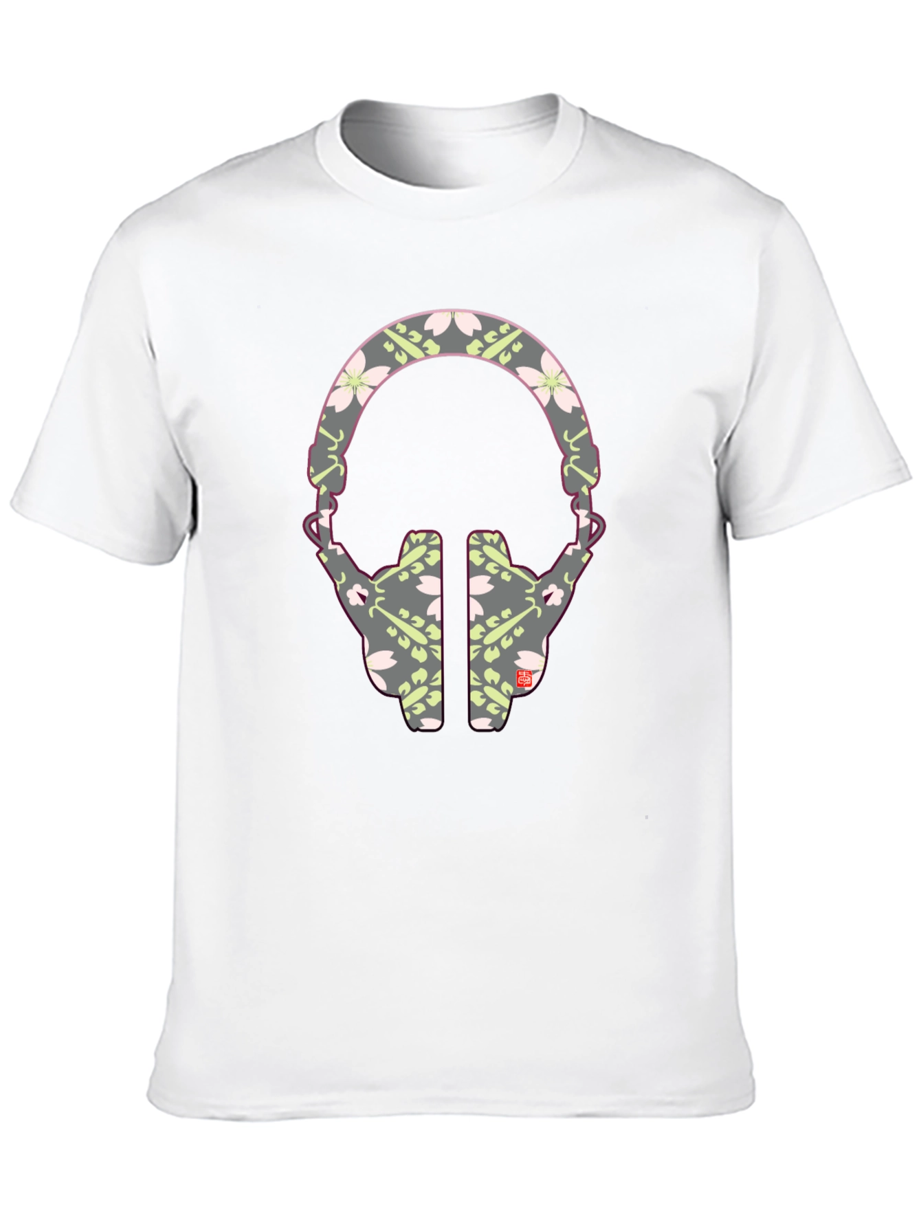 Black Stylish Headphone Pattern T-Shirt - Unique Graphic Tee view 10