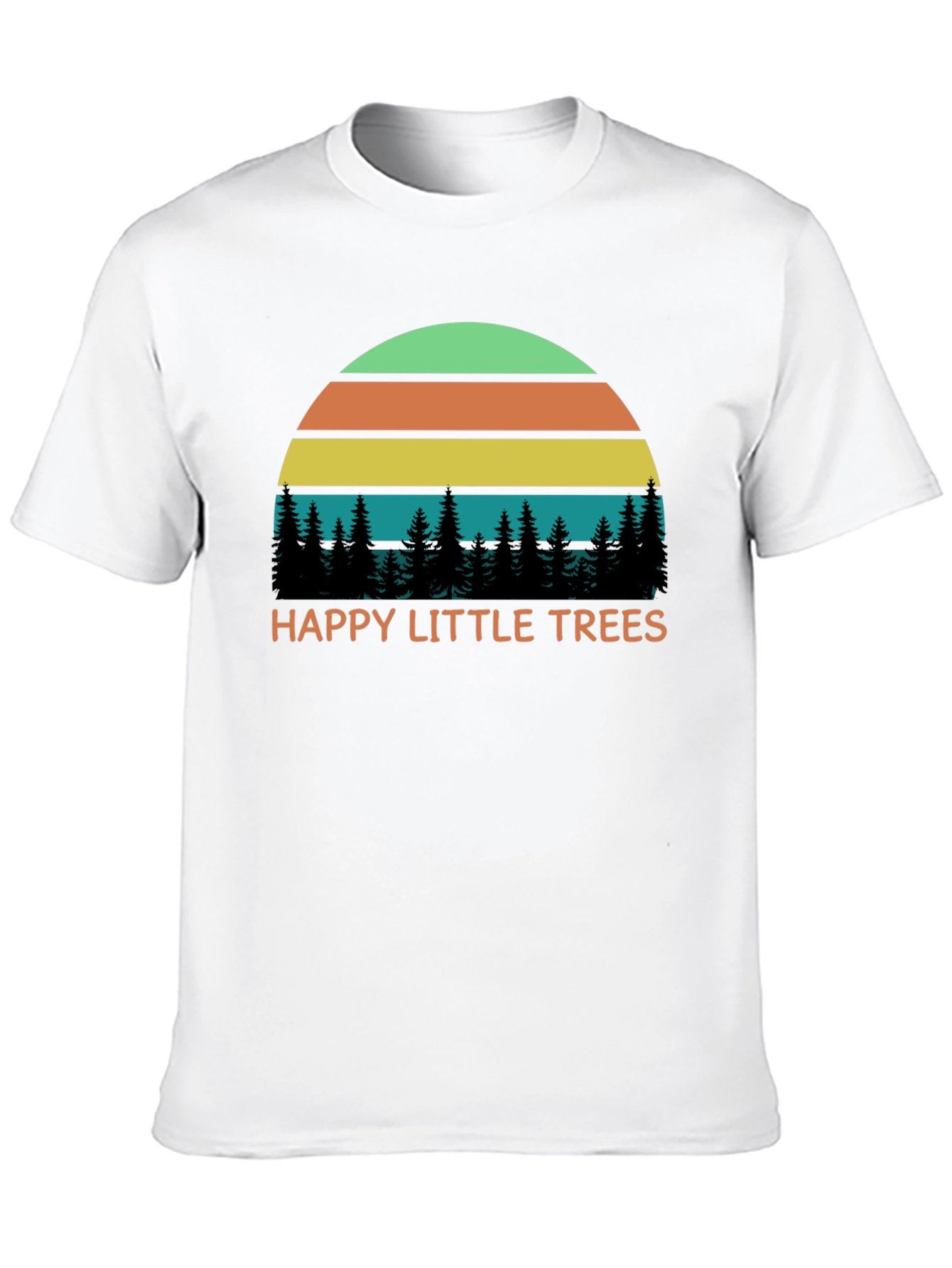 Black Happy Little Trees Retro T-Shirt view 10