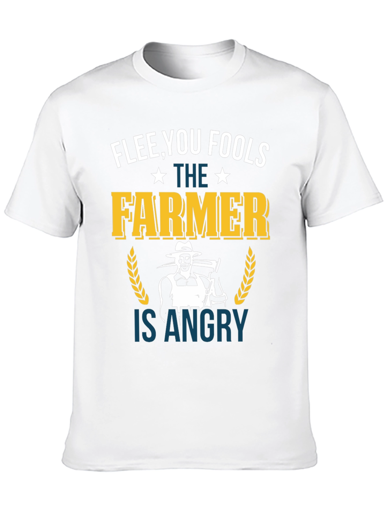 Black Flee You Fools Angry Farmer T-Shirt view 10