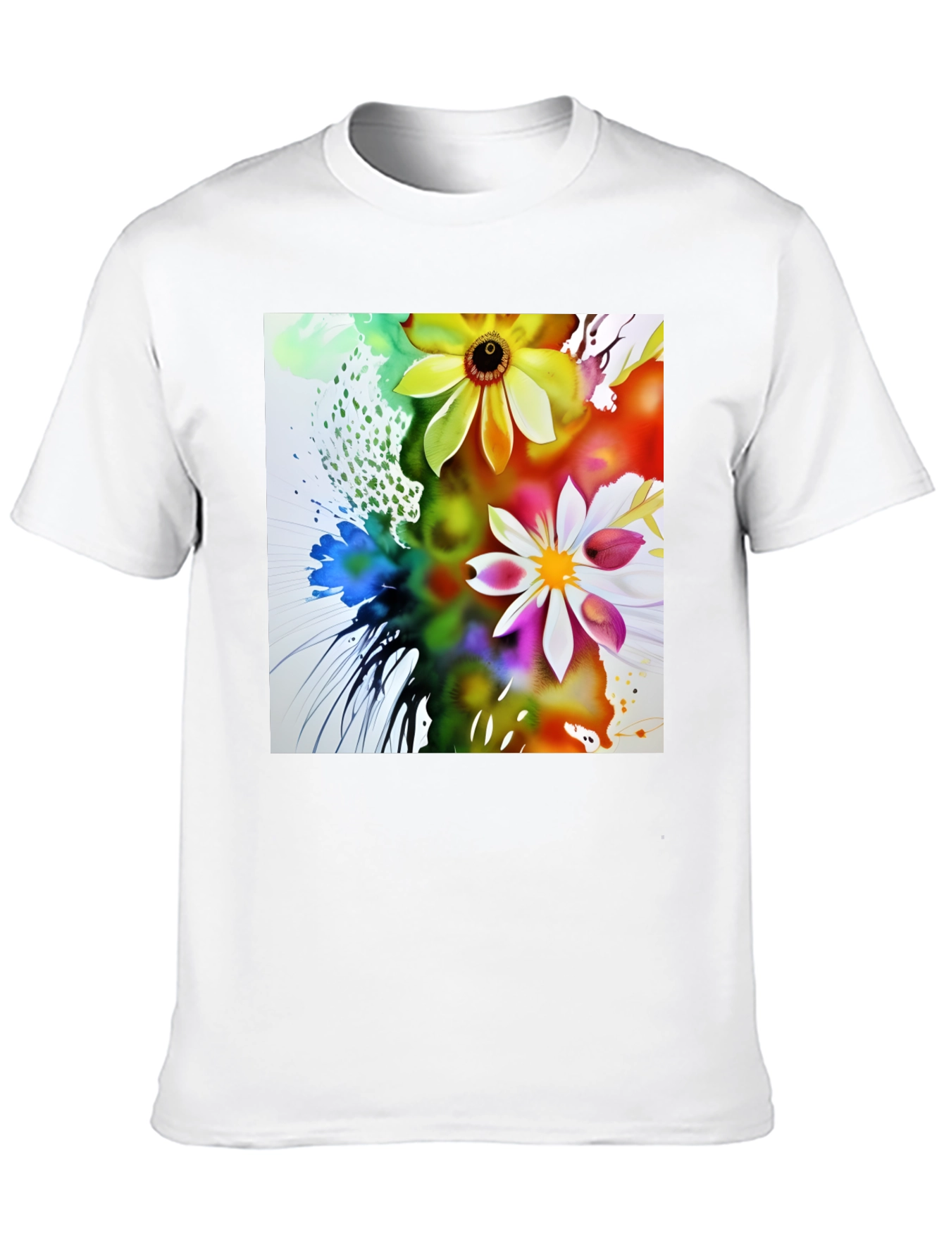 Black Floral Art Black T-Shirt view 10