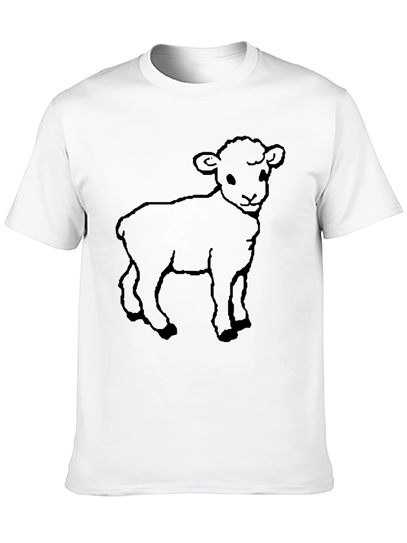 Black Cute Lamb Graphic Black T-Shirt view 10