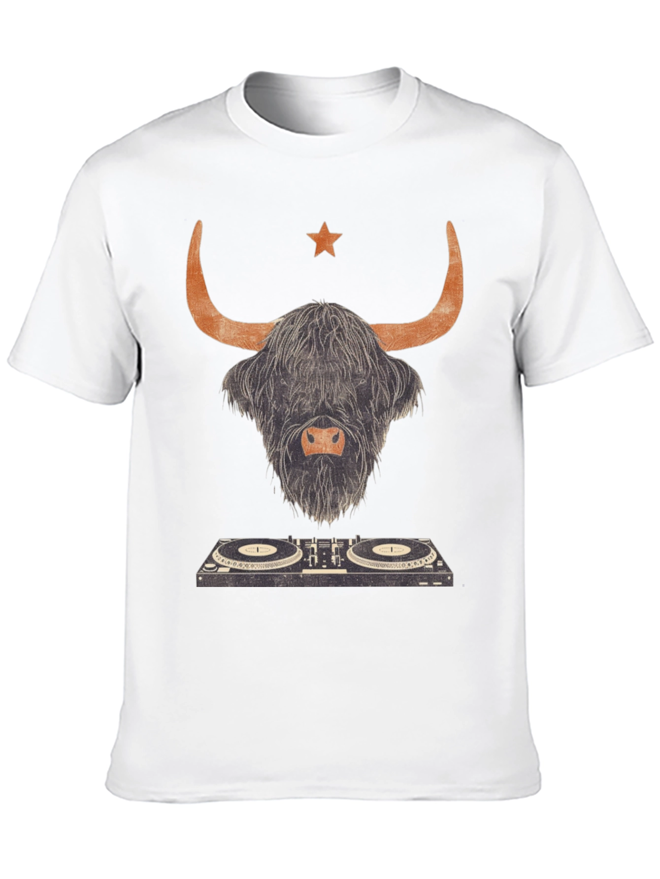 Black Highland Cow DJ Graphic Tee - Black Cotton T-Shirt view 10