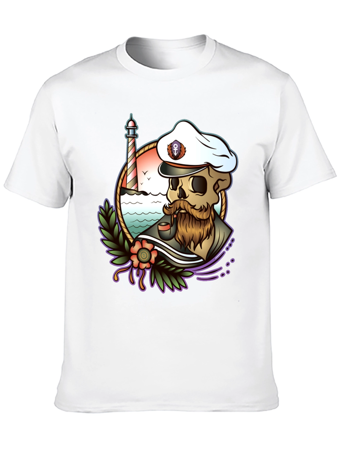 Black Nautical Skull T-Shirt - Captain Skeleton Tee view 10