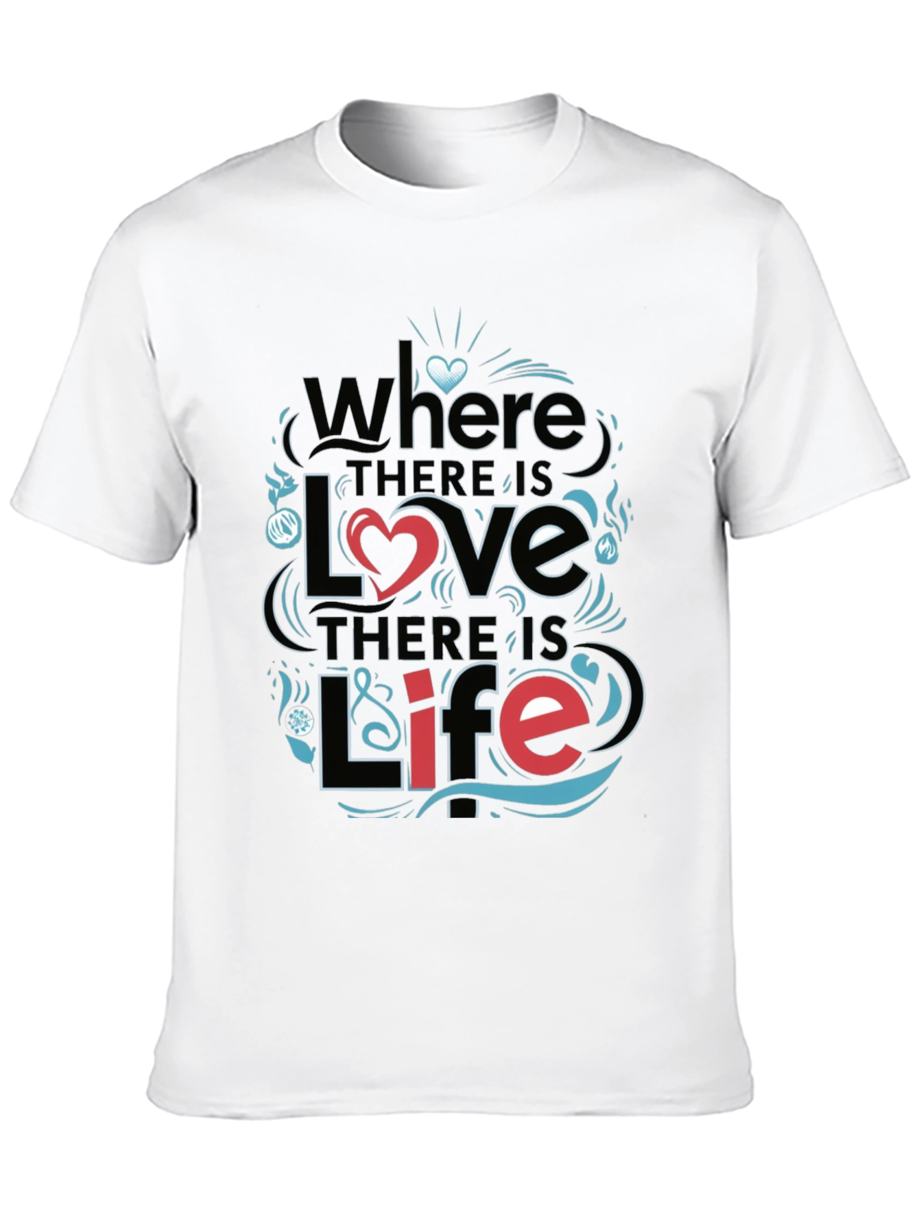 Black Inspirational 'Love & Life' Graphic T-Shirt view 10