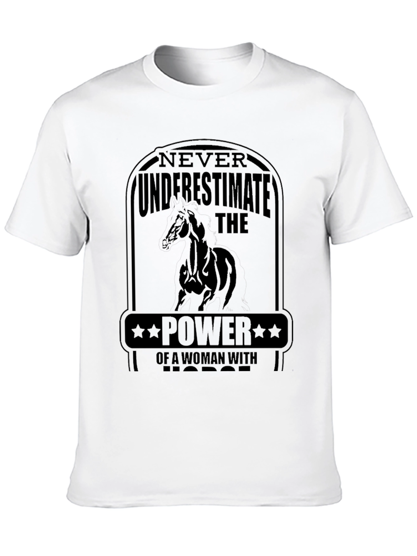 Black Woman Horse Power T-Shirt - Black Tee view 10