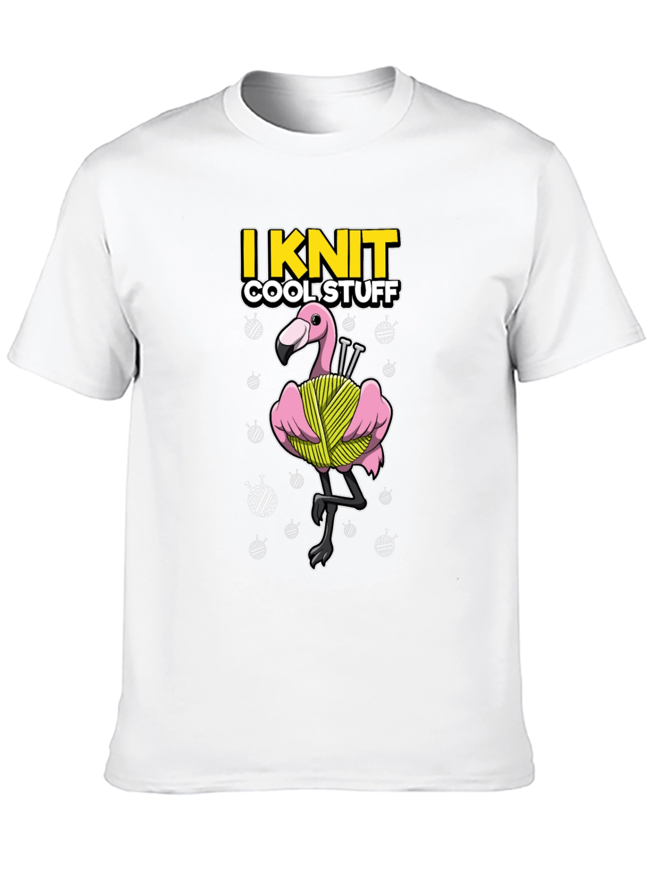 Black I Knit Cool Stuff T-Shirt - Flamingo Yarn view 10