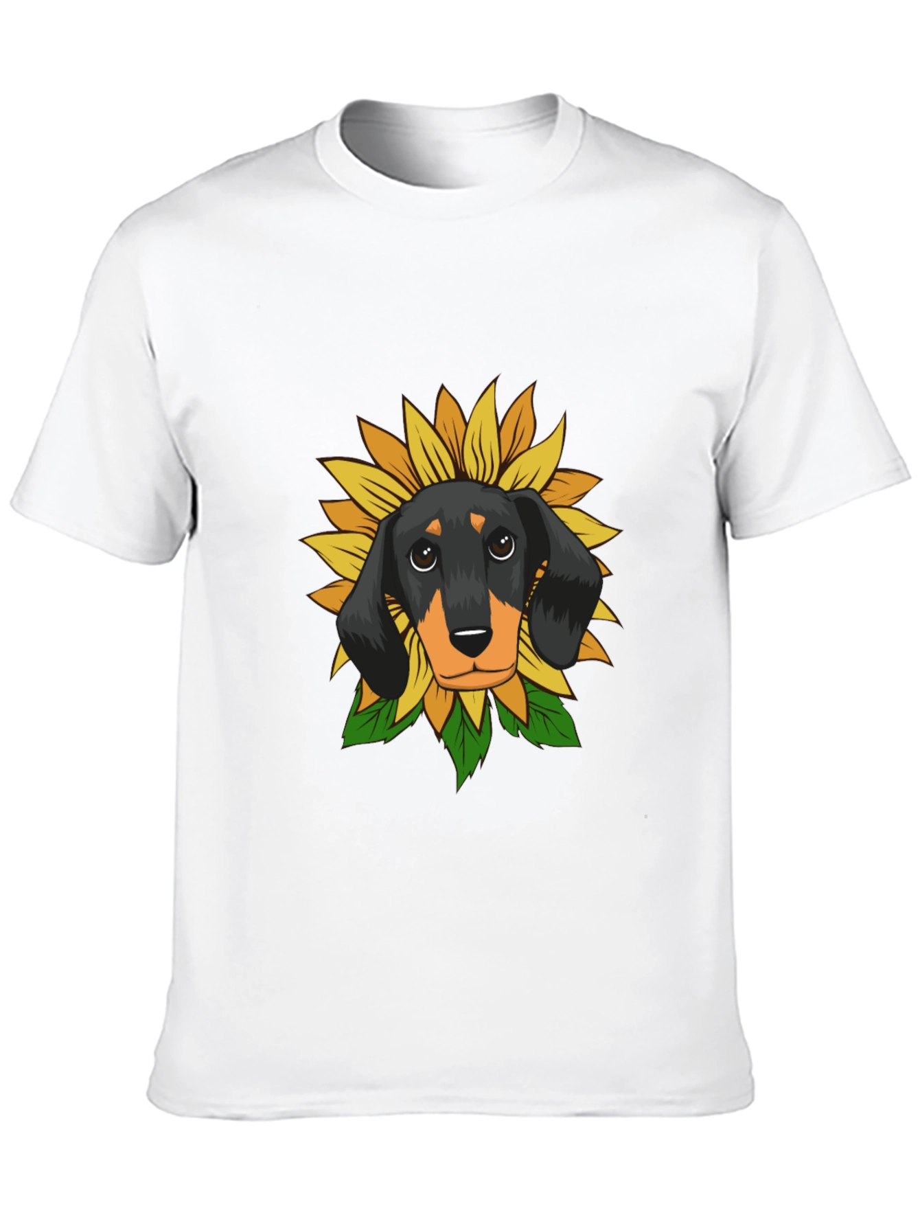 Black Dachshund Sunflower Graphic Tee - Black Cotton Comfort view 10