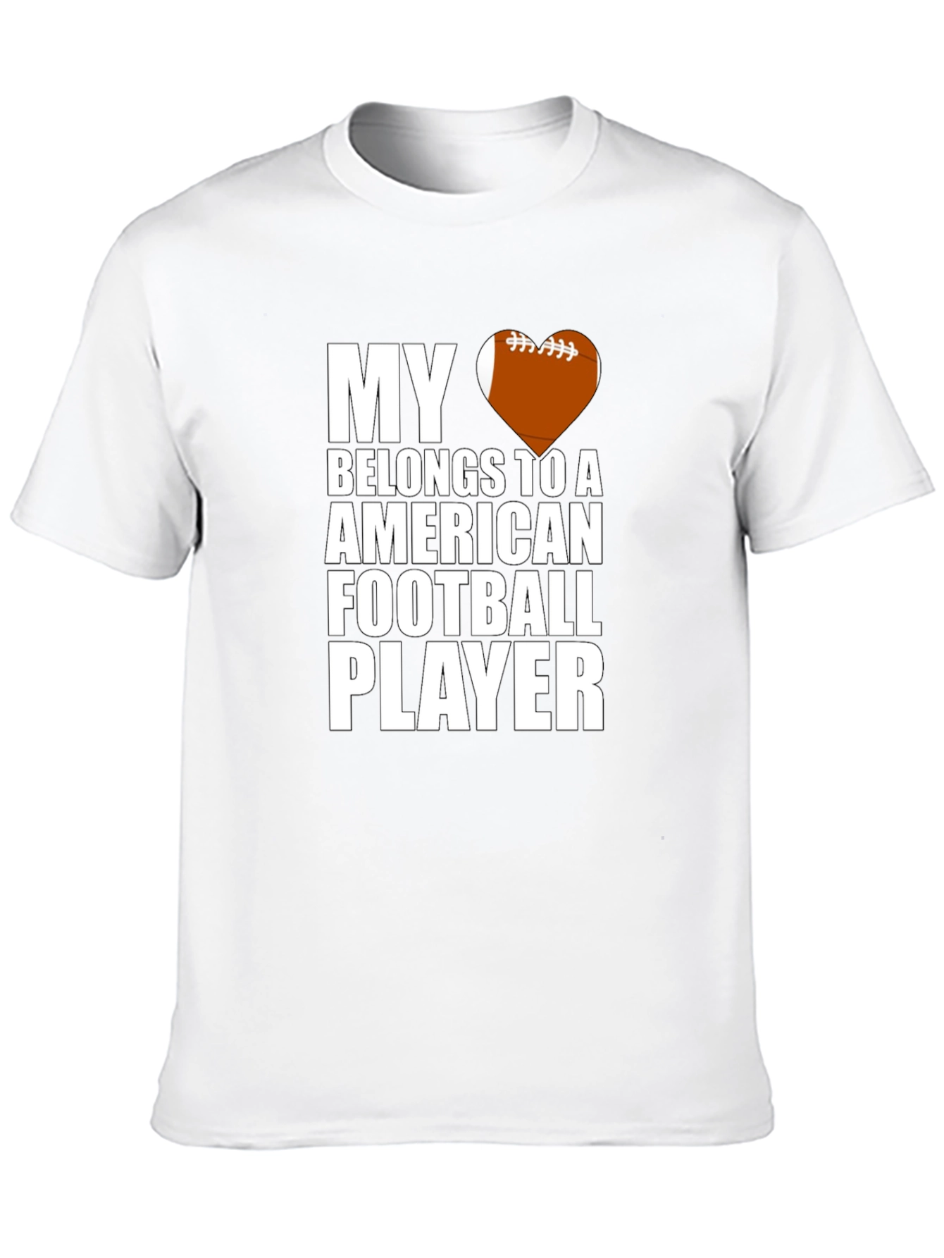 Black My Heart Belongs To Football Player T-Shirt view 10