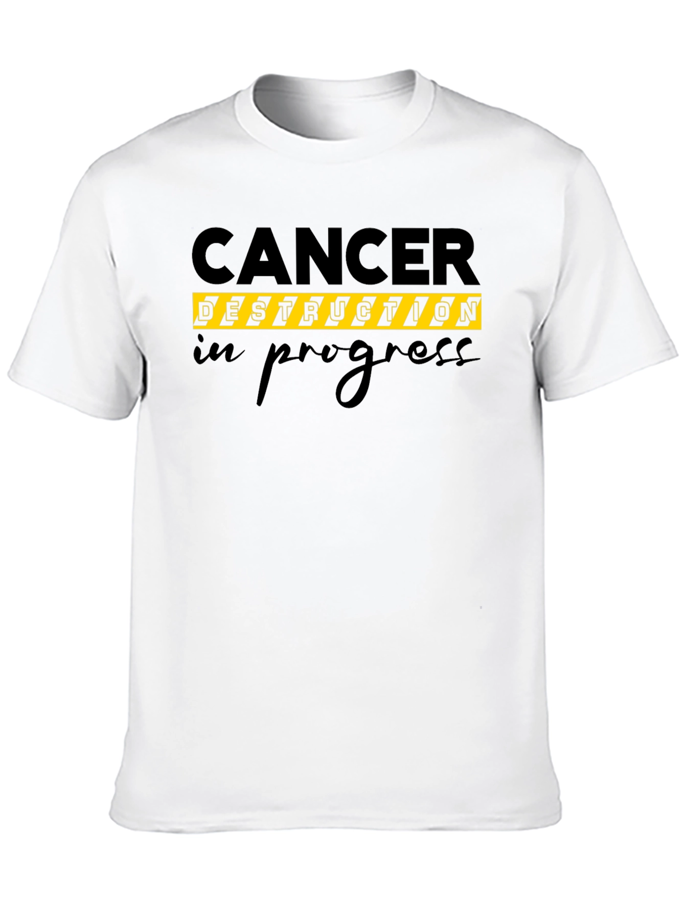 Black Cancer Destruction In Progress T-Shirt, Black Cotton Tee view 10