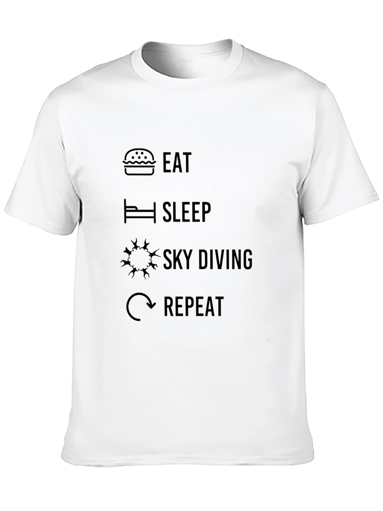 Black Eat Sleep Skydiving Repeat T-Shirt - Black Cotton Graphic Tee view 10