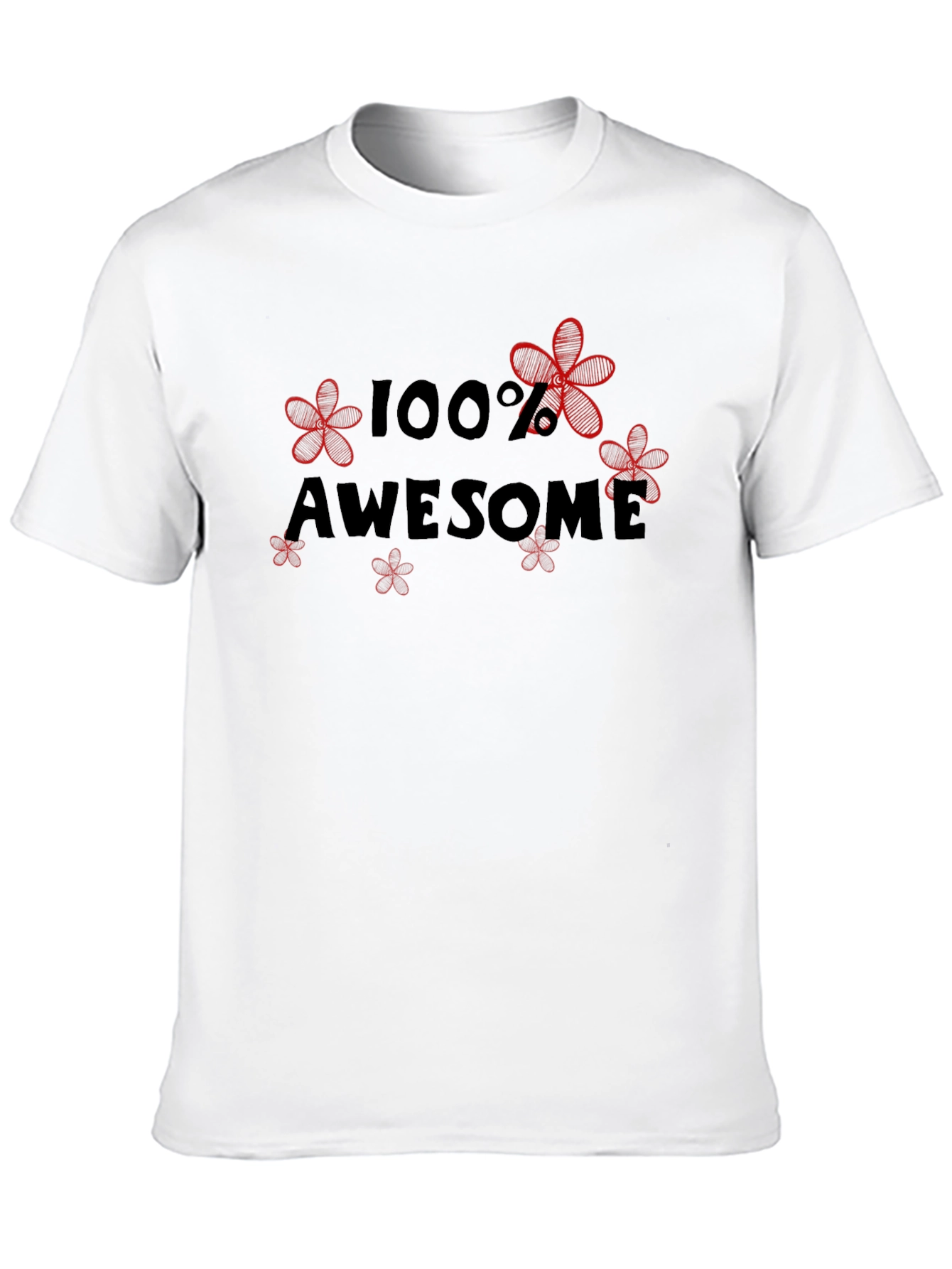 Black 100% Awesome Floral Graphic Tee - Black Cotton Blend view 10