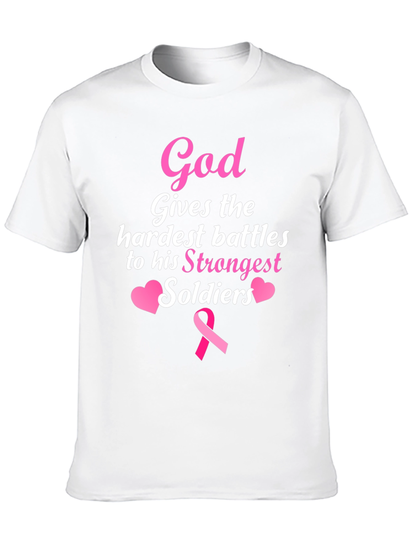Black God Gives Battles T-Shirt - Strongest Soldiers - Pink Ribbon view 10