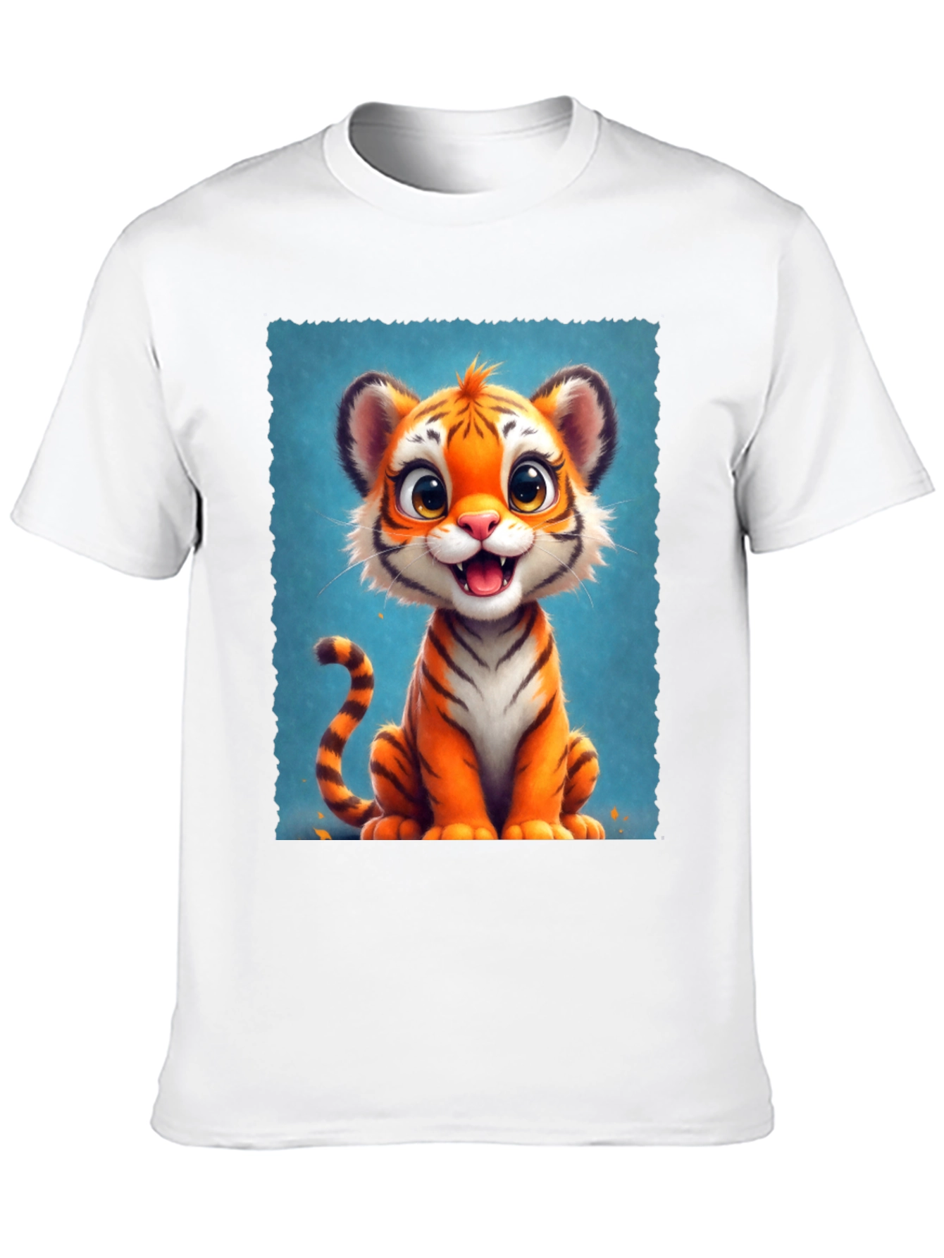 Black Cute Cartoon Tiger Graphic Tee view 10