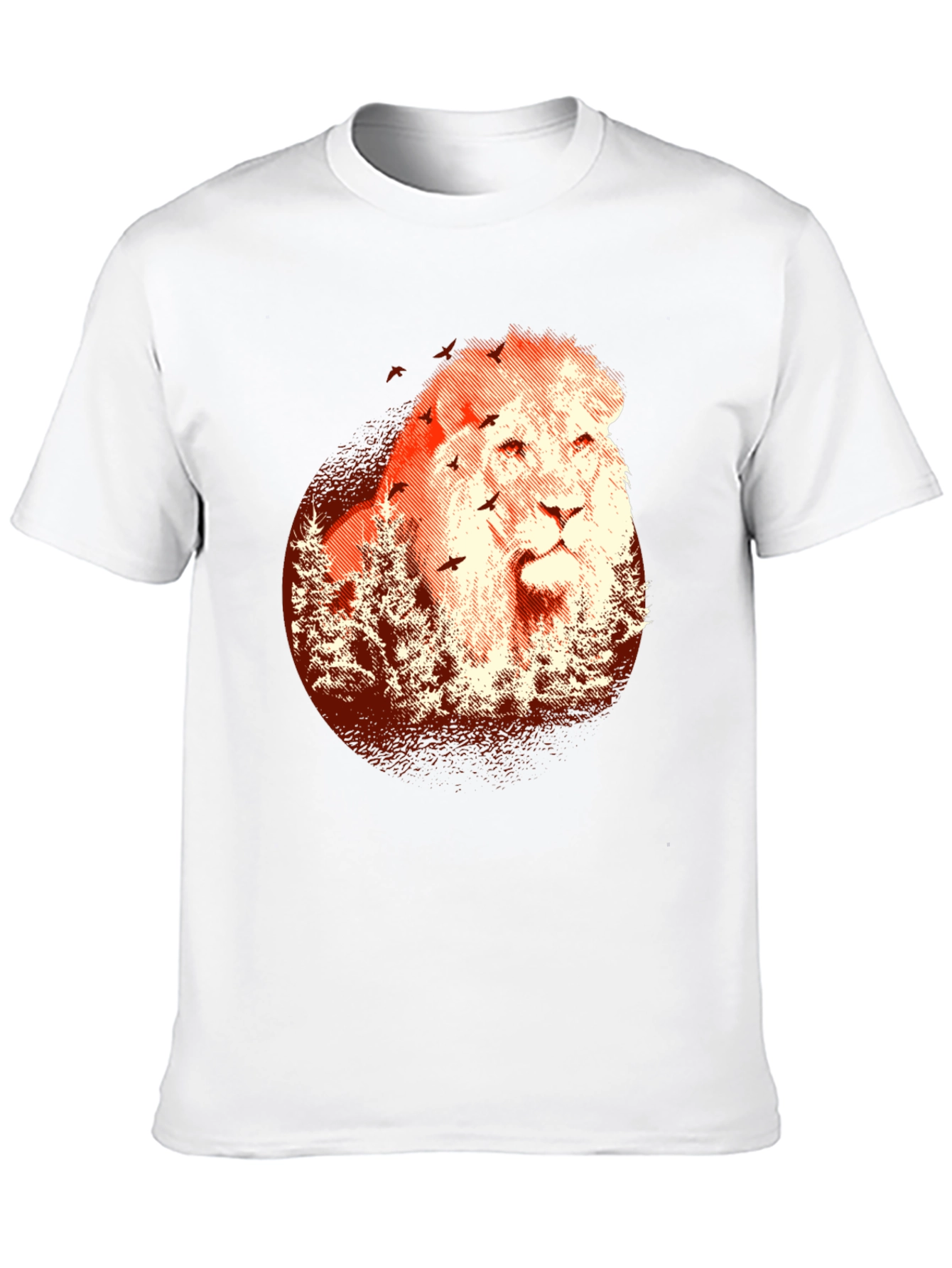 Black Lion & Trees Graphic Tee - Men's Black T-Shirt view 10