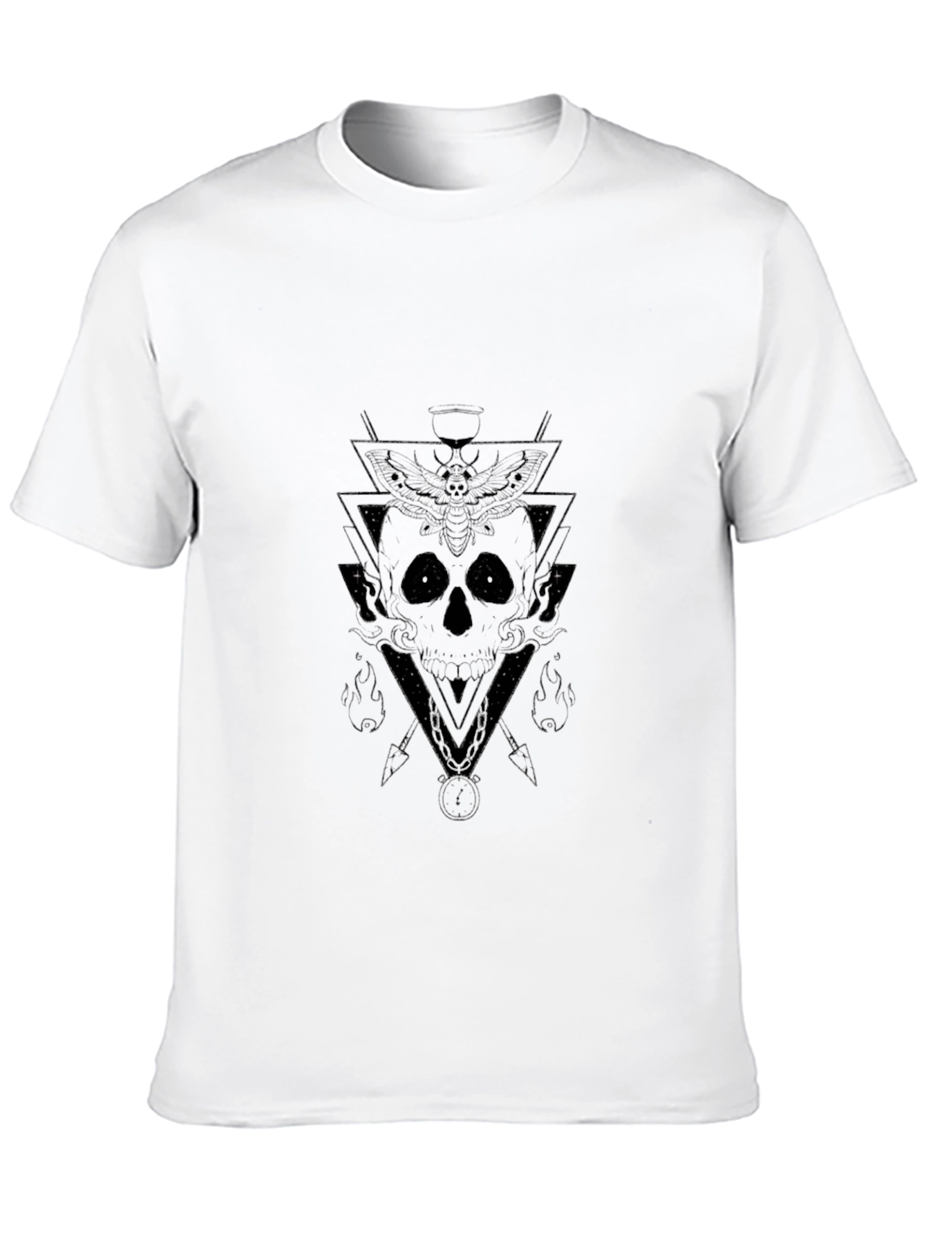 Black Geometric Skull Graphic Tee - Black Cotton Shirt view 10