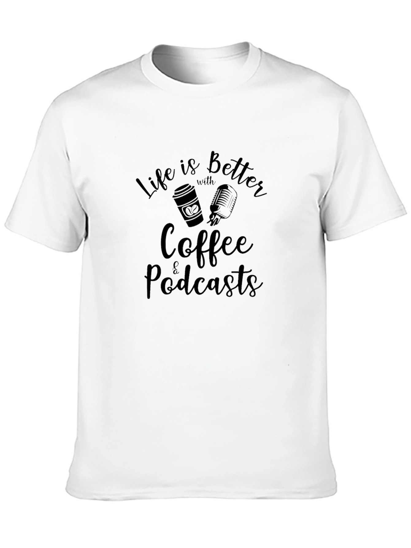 Black Coffee & Podcasts Black Graphic Tee view 10