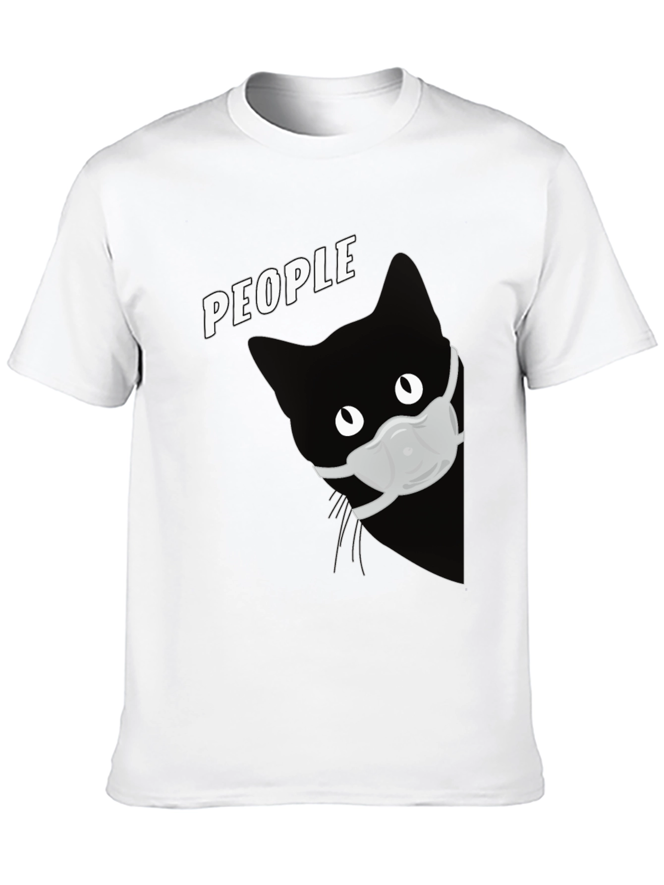 Black Cat with Mask Graphic T-Shirt - People view 10