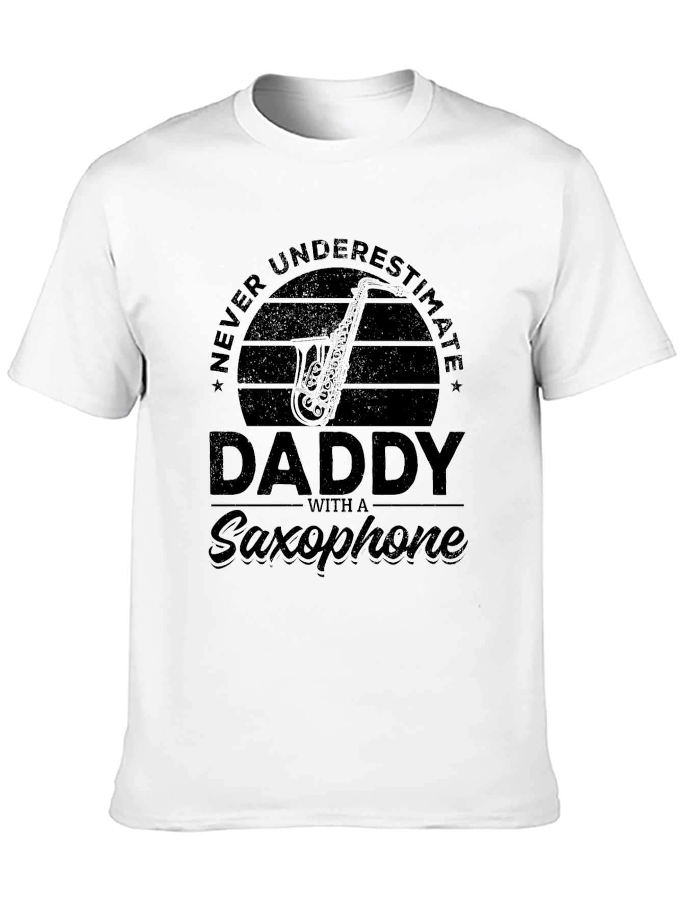 Black Never Underestimate Daddy Saxophone Black T-Shirt view 10