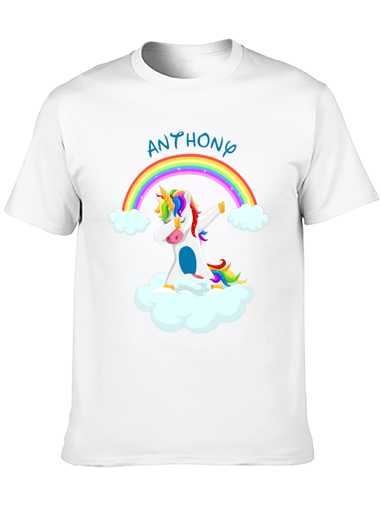 Black Dabbing Unicorn Rainbow T-Shirt - Personalized Name view 10
