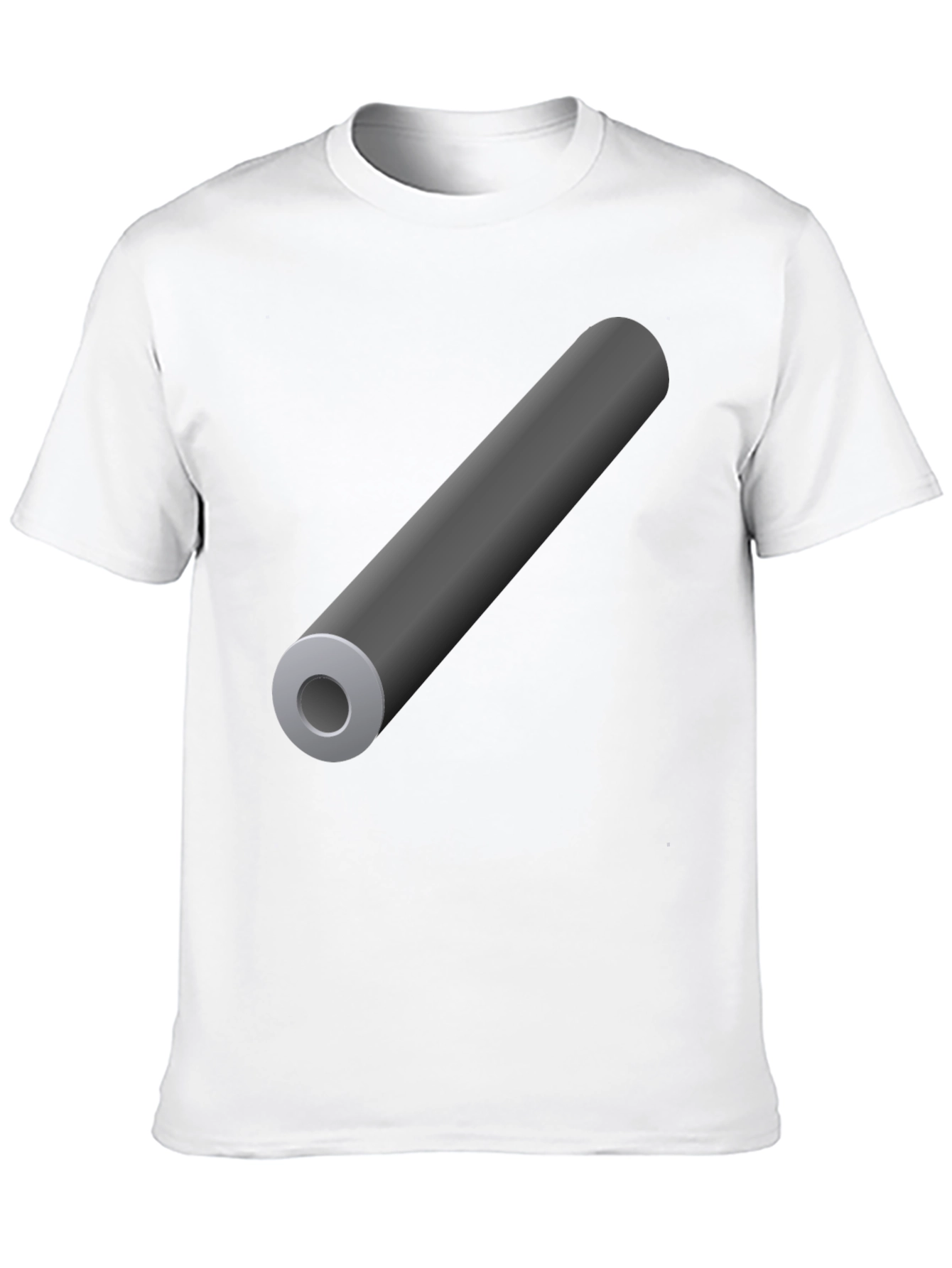 Black Men's Black T-Shirt with Gray Cylinder Graphic view 10