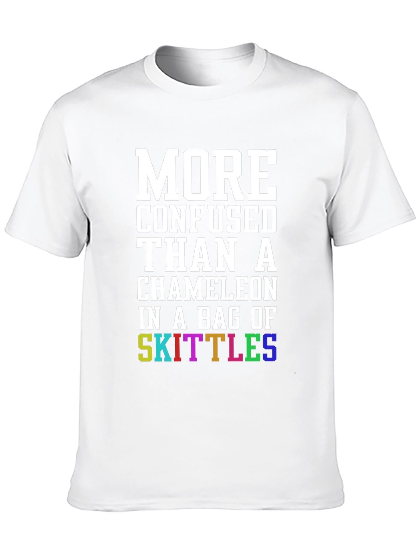 Black Confused Chameleon Skittles T-Shirt - Funny Novelty Tee view 10