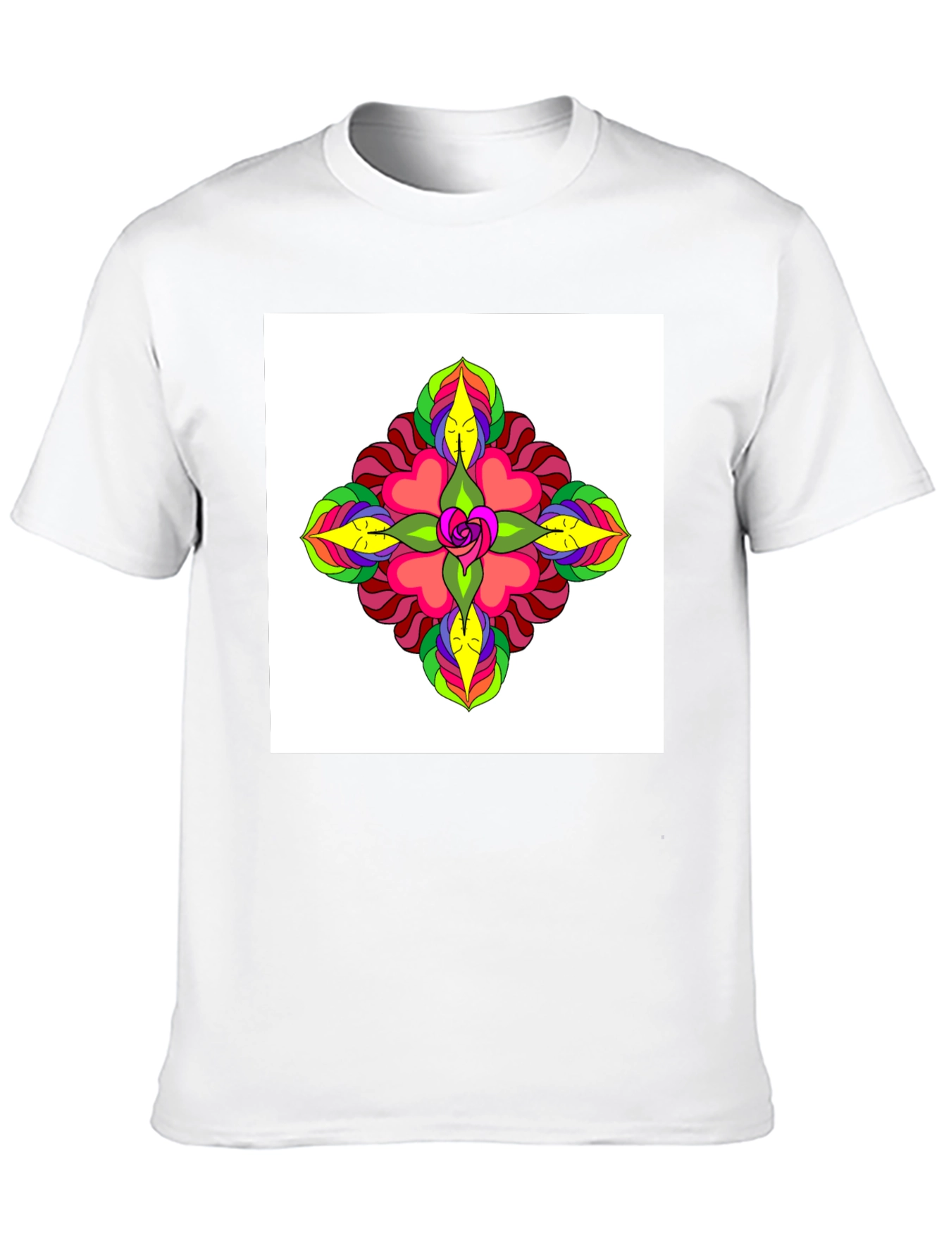 Black Psychedelic Flower Tee - Black Cotton Casual Wear view 10