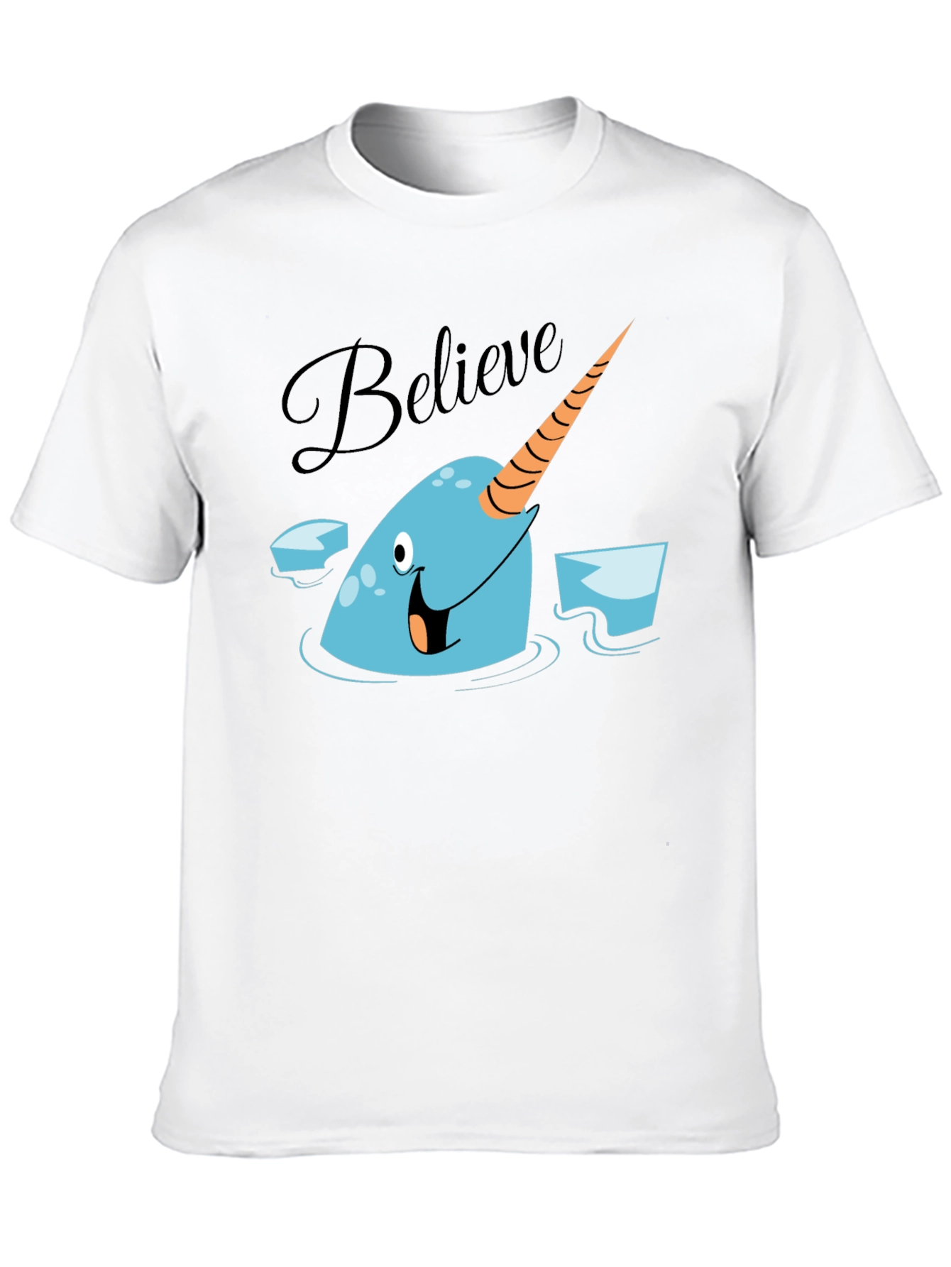 Black Narwhal Believe Graphic Tee - Black Cotton T-Shirt view 10