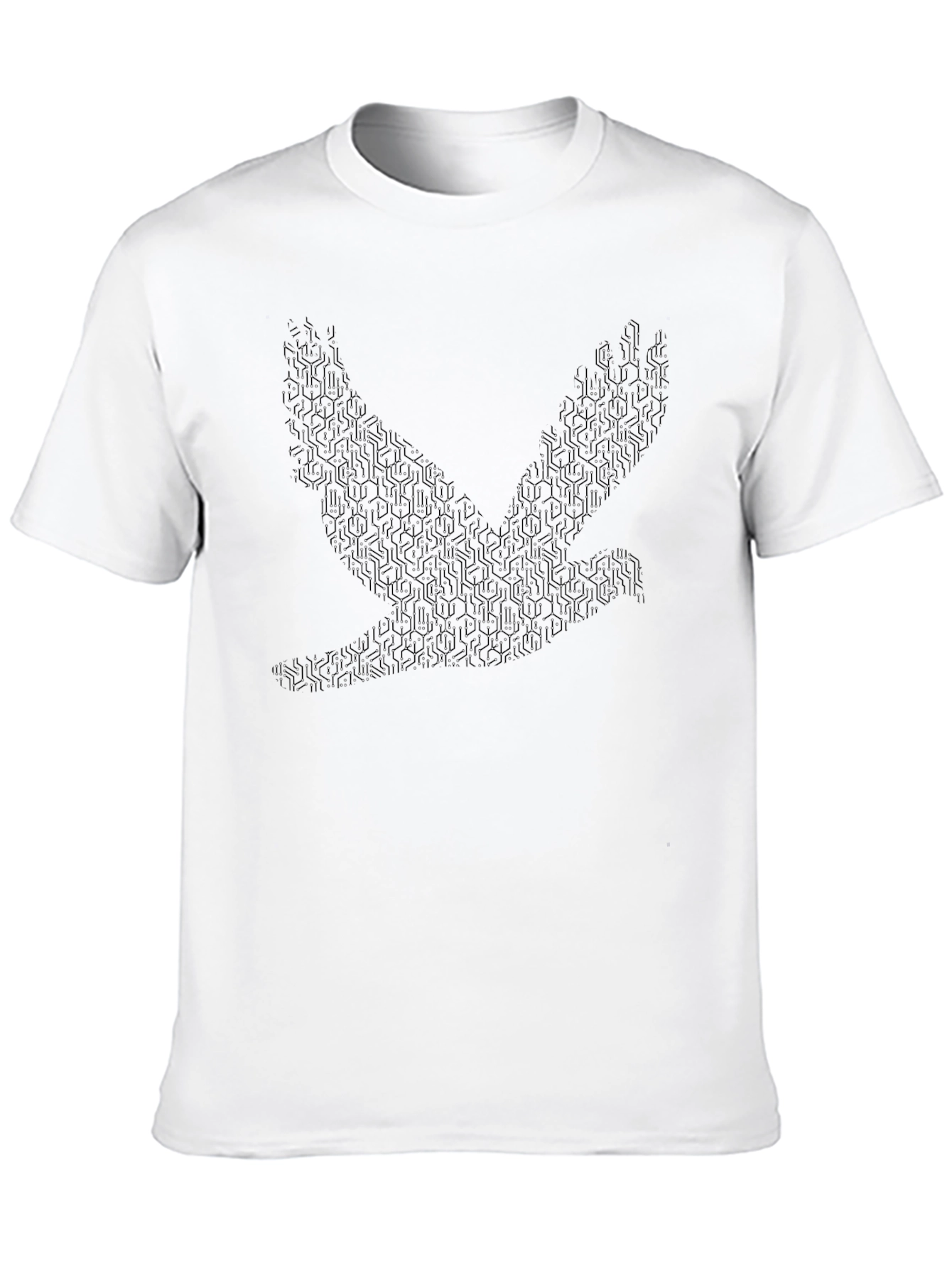 Black Geometric Dove Graphic T-Shirt - Modern Style view 10