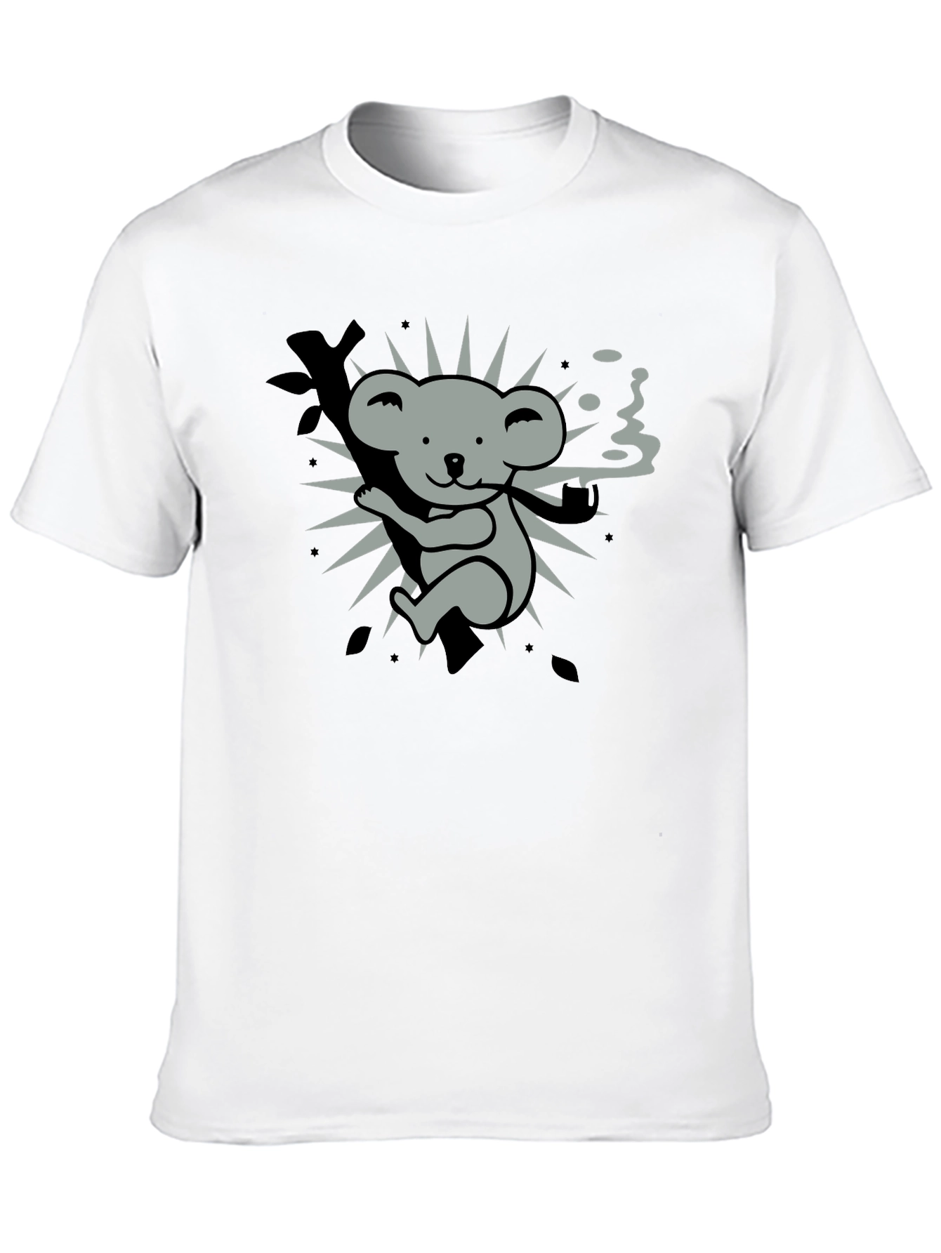 Black Smoking Koala Graphic Tee - Black Cotton T-Shirt view 10