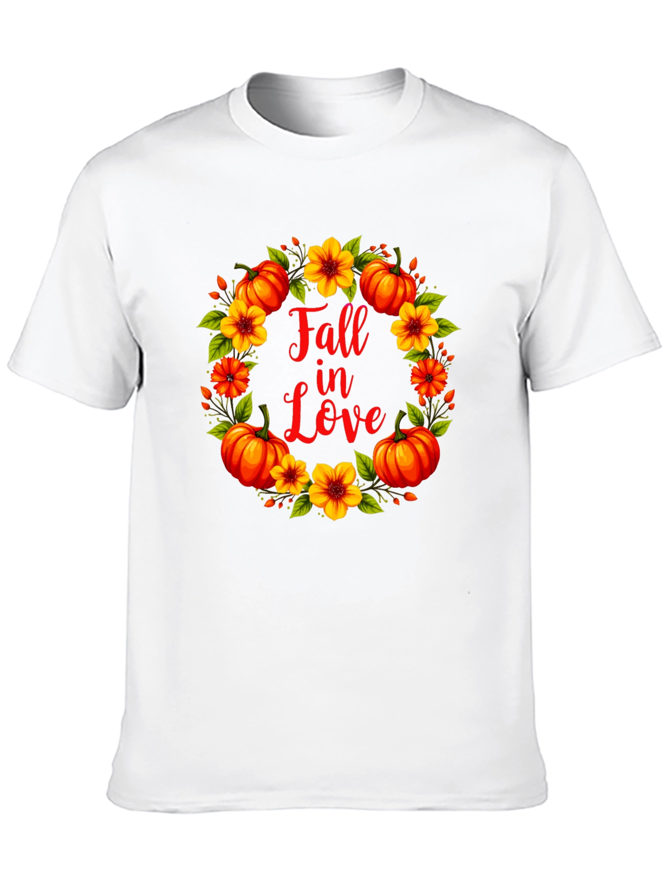 Black Fall In Love Pumpkin Floral Wreath Graphic Tee view 10