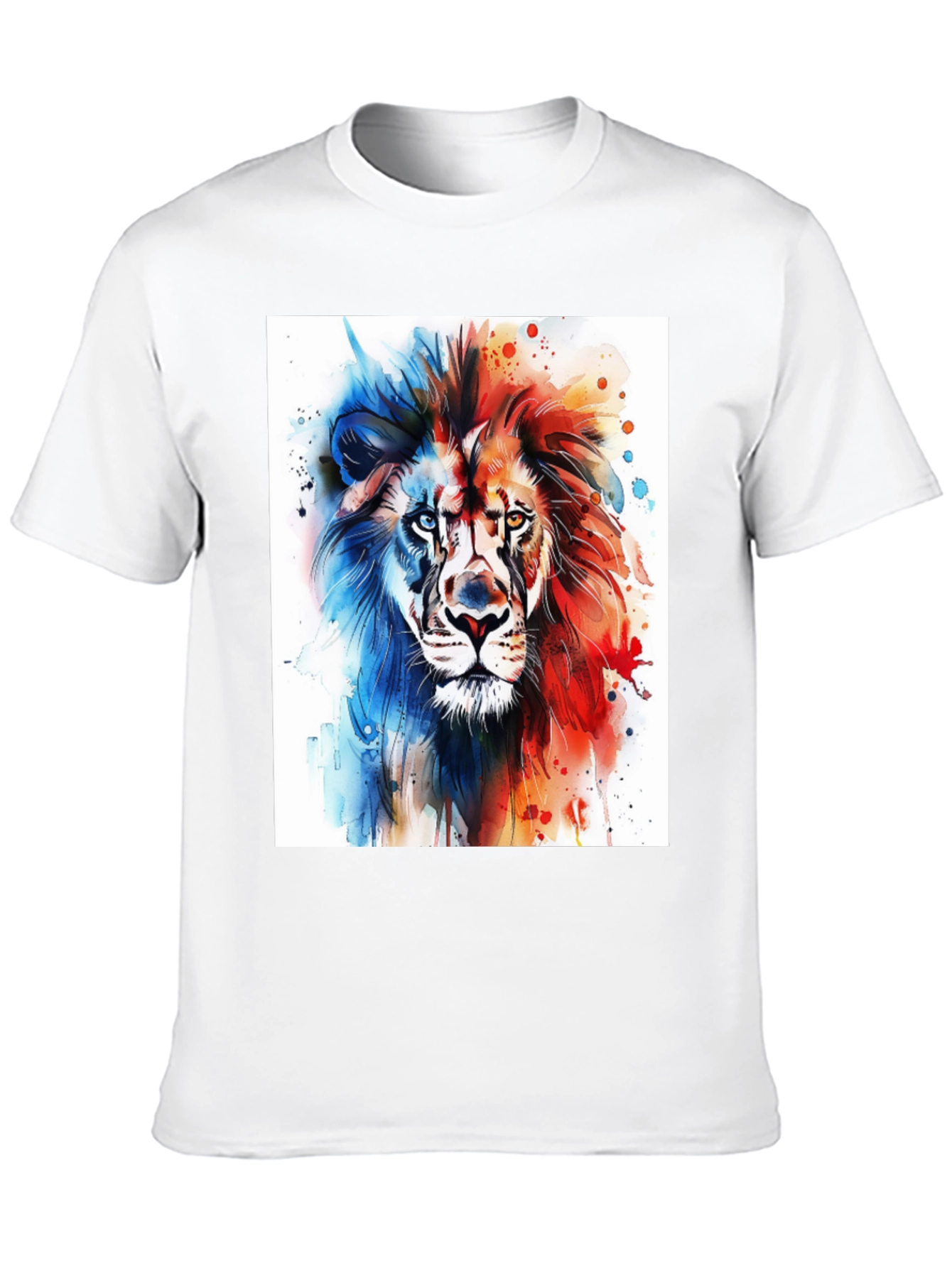 Black Watercolor Lion Graphic Tee - Men's Black T-Shirt view 10