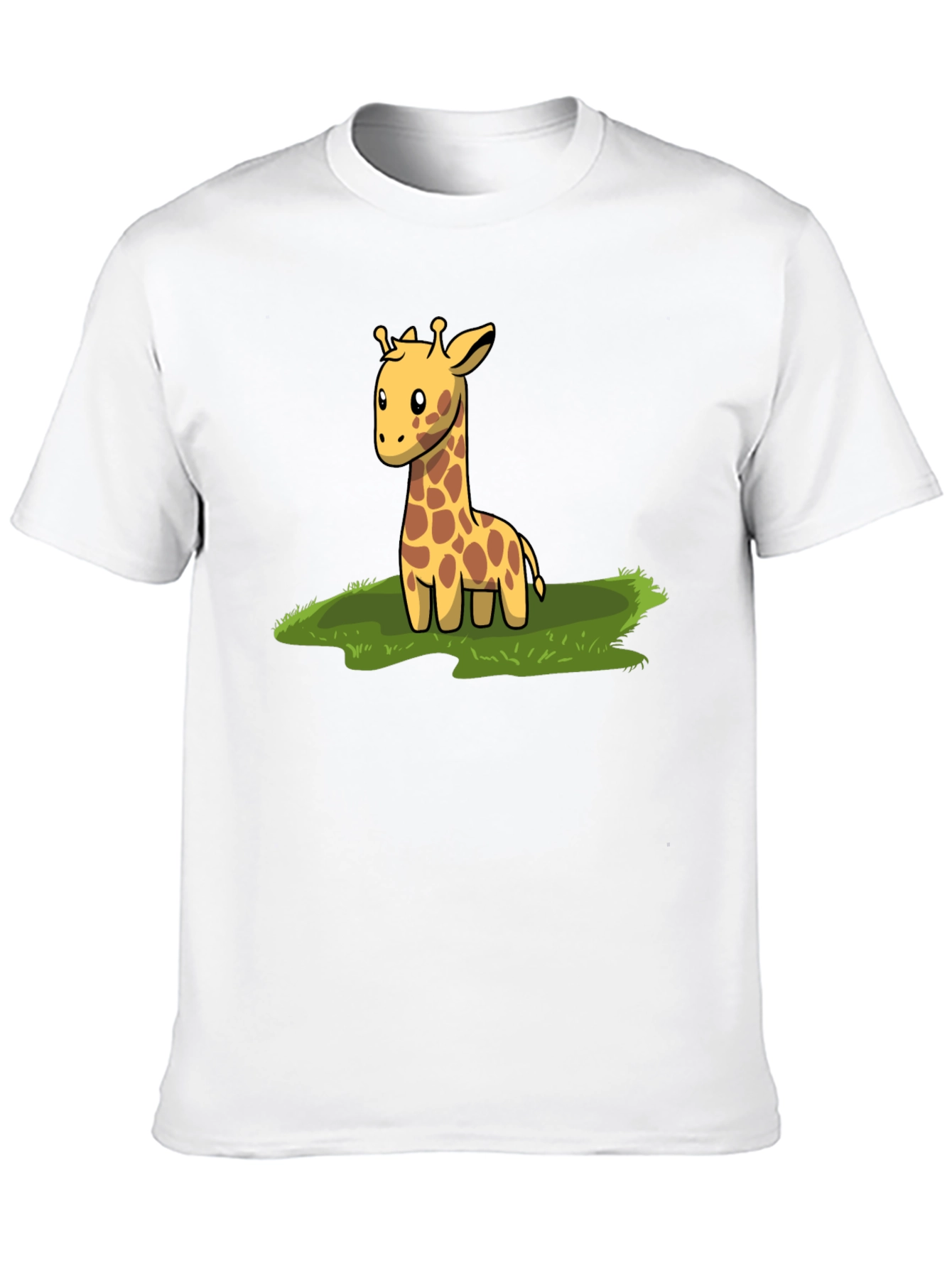 Black Cute Giraffe Graphic Tee - Black Cotton T-Shirt view 10