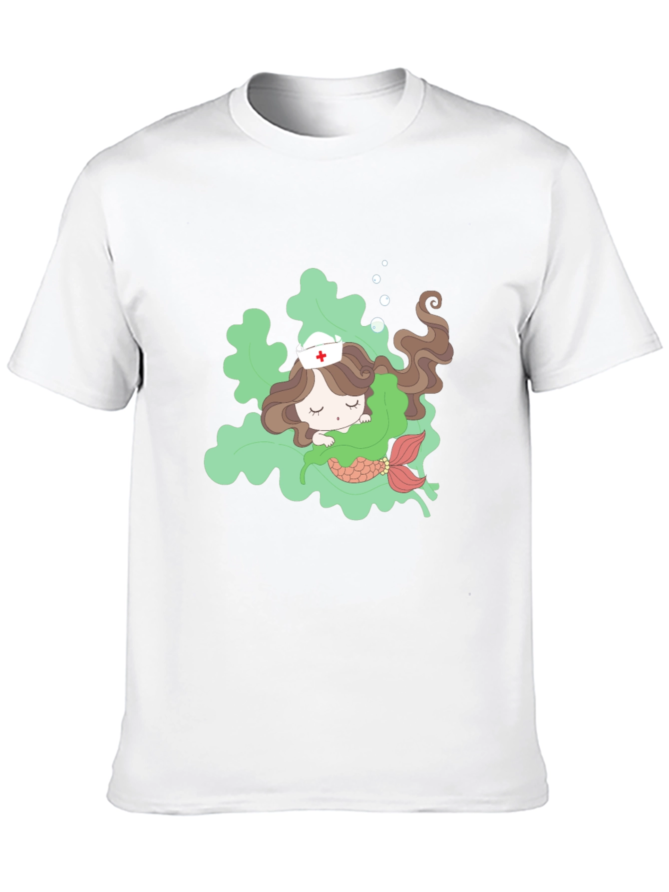 Black Mermaid Nurse T-Shirt - Cute Cartoon Design view 10