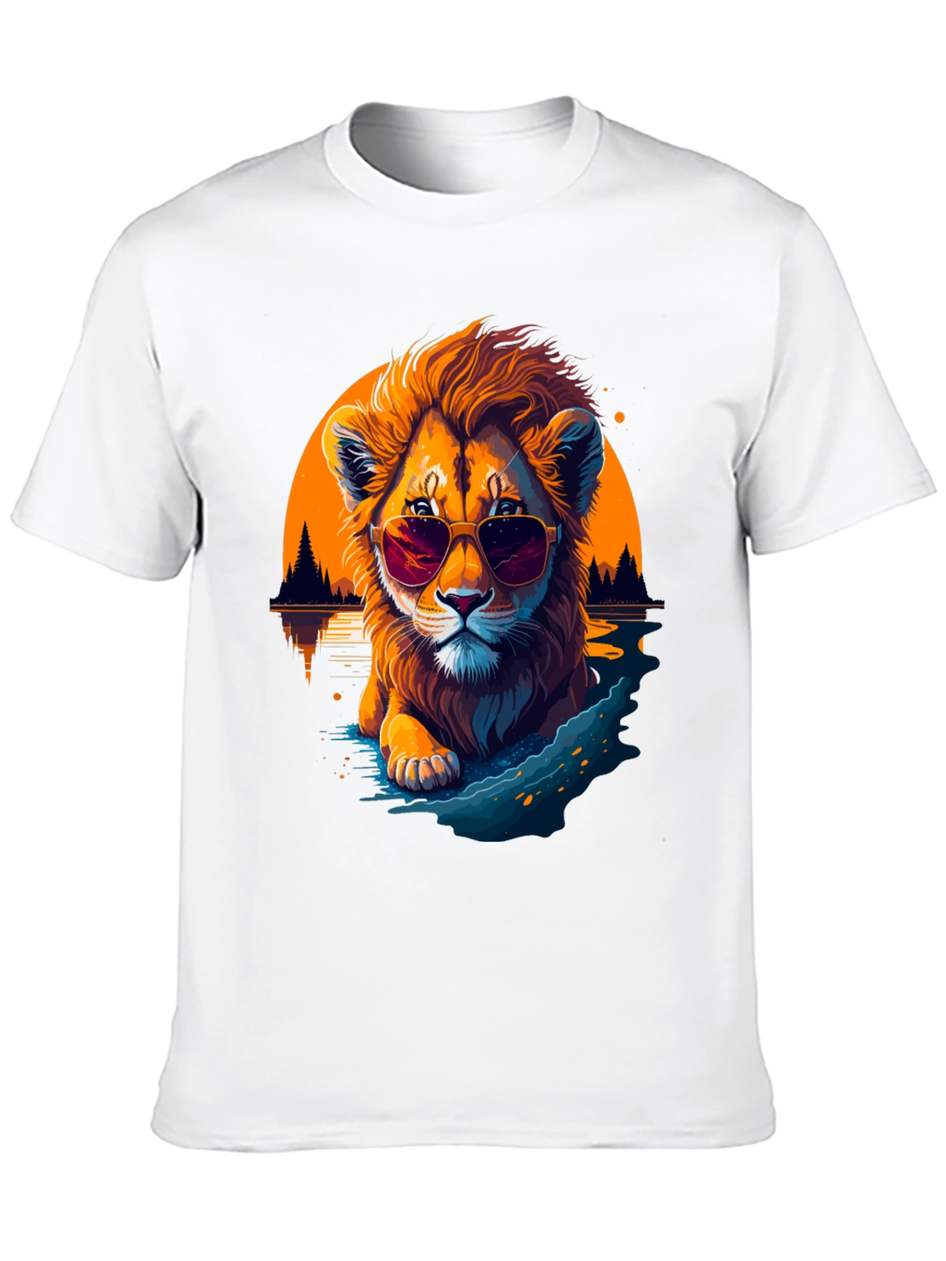 Black Cool Lion Graphic Tee - Chill Vibes Only view 10