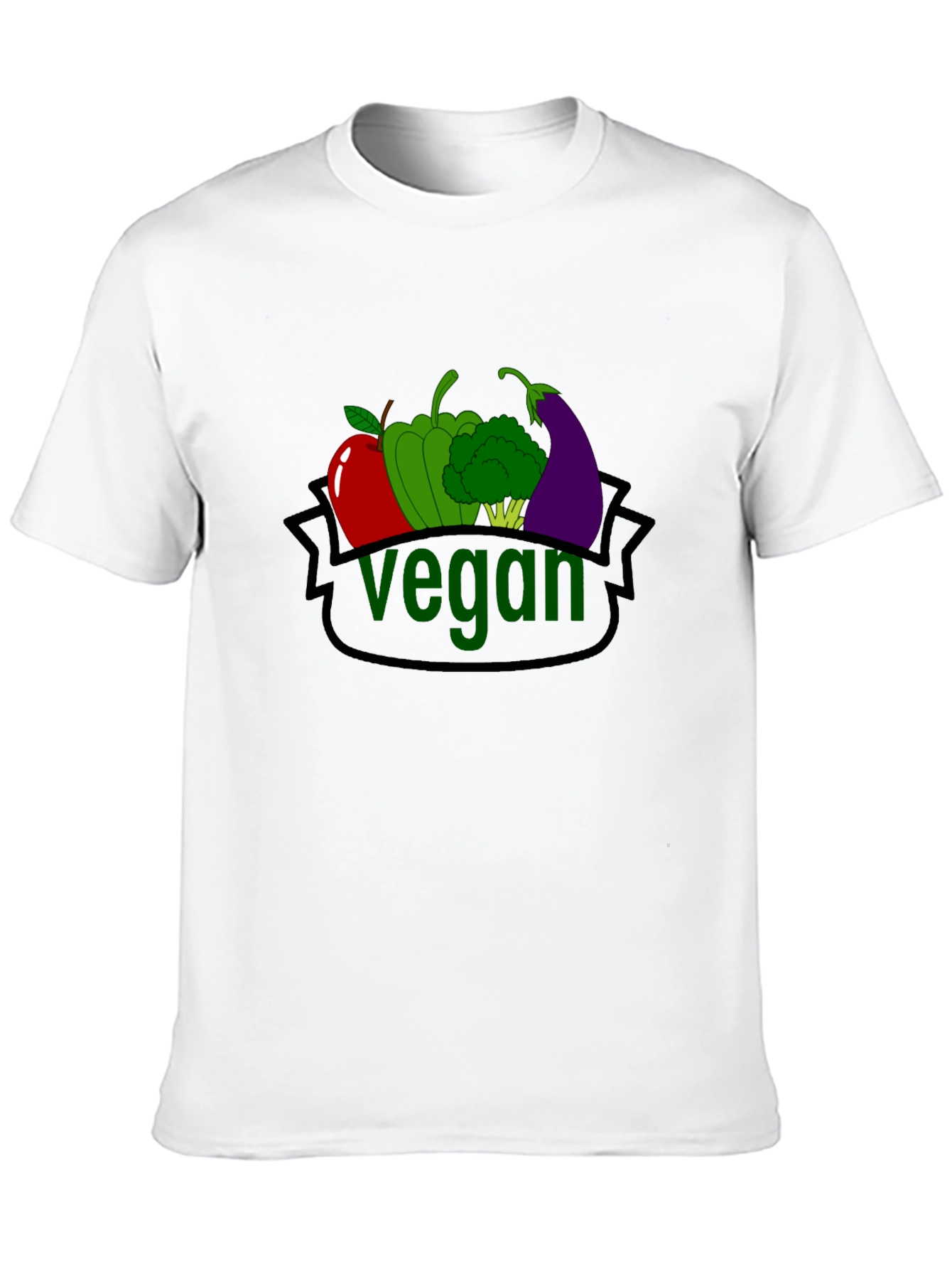 Black Vegan T-Shirt with Fruit & Vegetable Design view 10