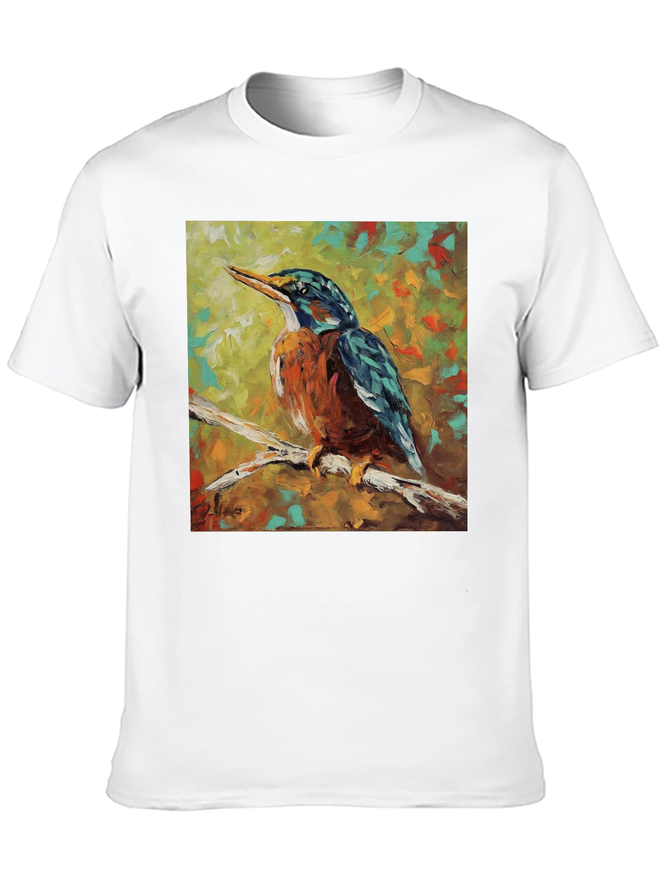 Black Kingfisher Bird Art T-Shirt view 10