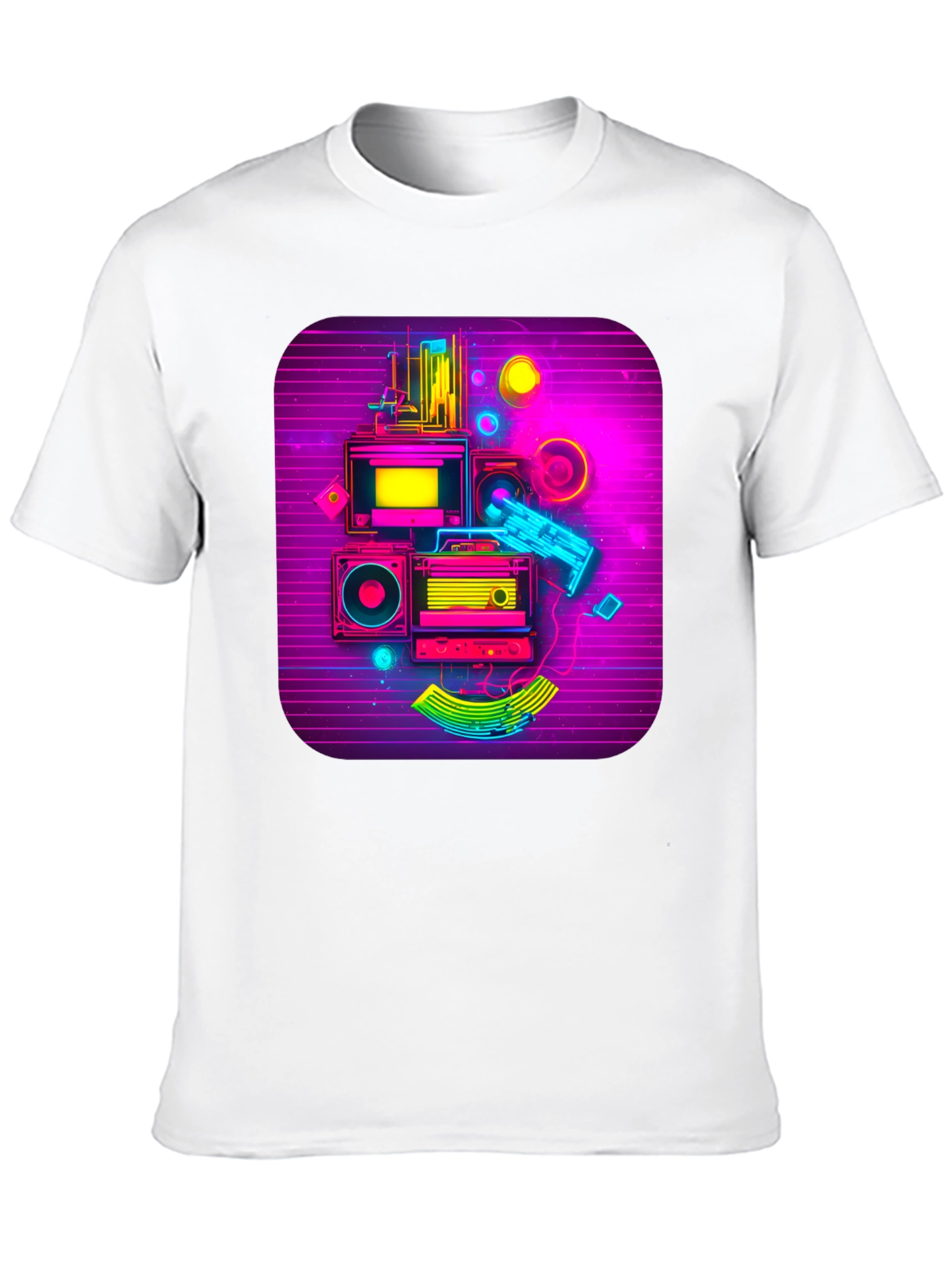 Black Retro Synthwave Music Graphic Tee view 10
