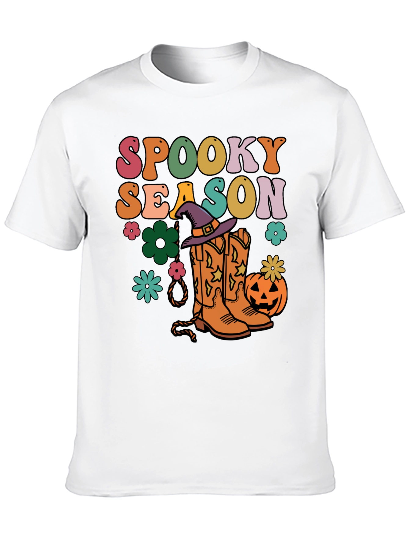 Black Spooky Season Retro Halloween T-Shirt view 10