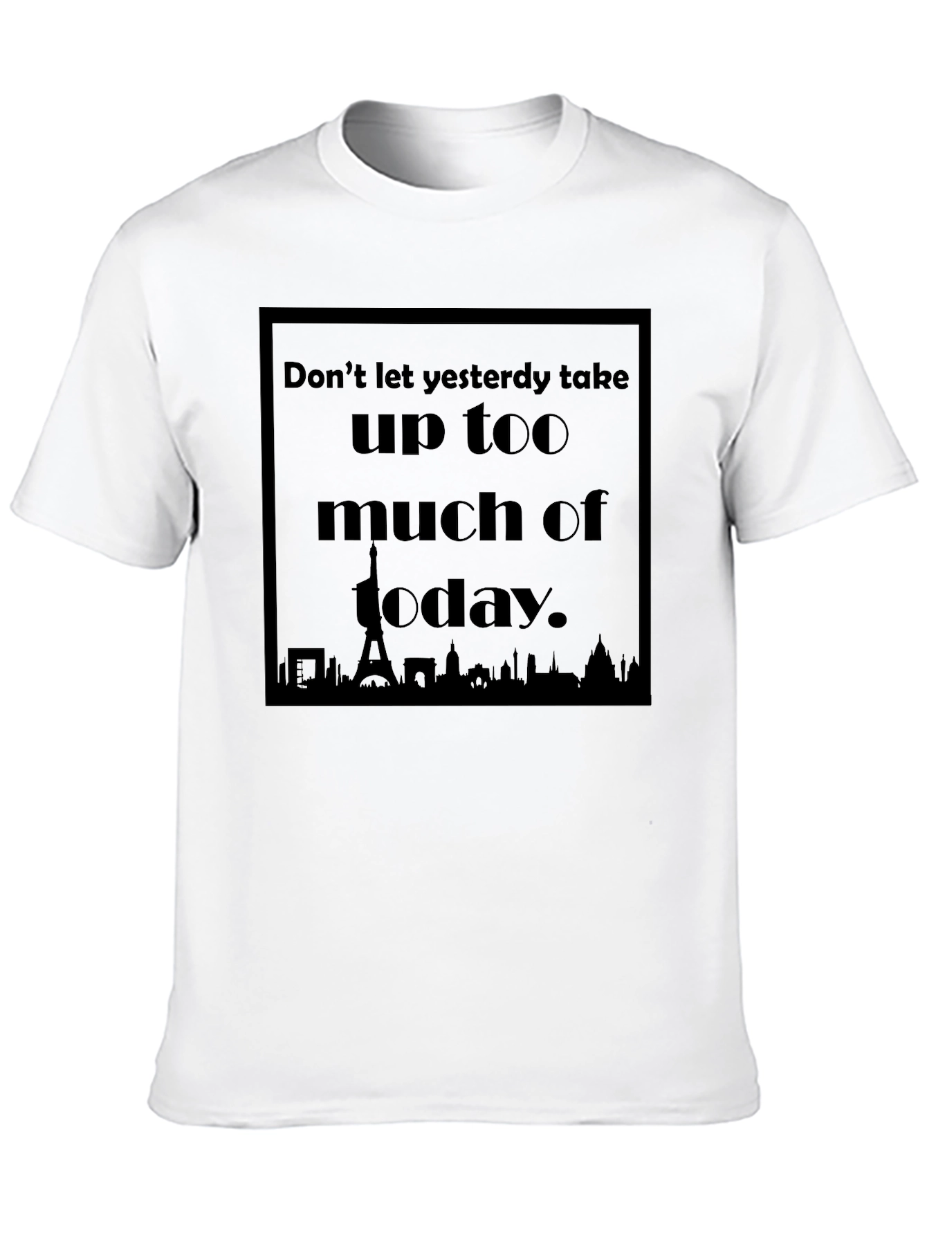 Black Inspirational Paris Skyline Black T-Shirt view 10
